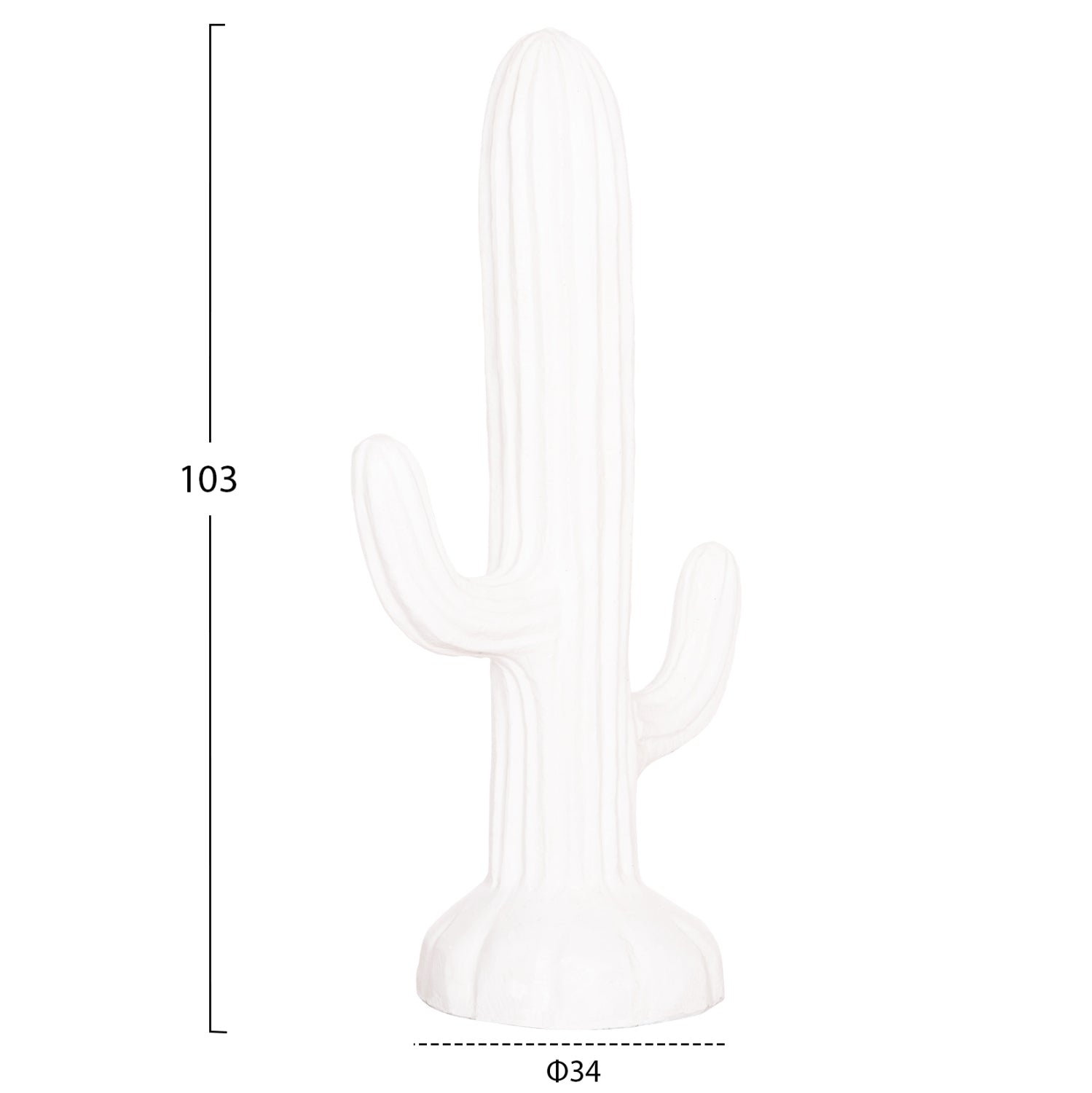 Декоративен подов кактус гипс в бяло 54x34x103см