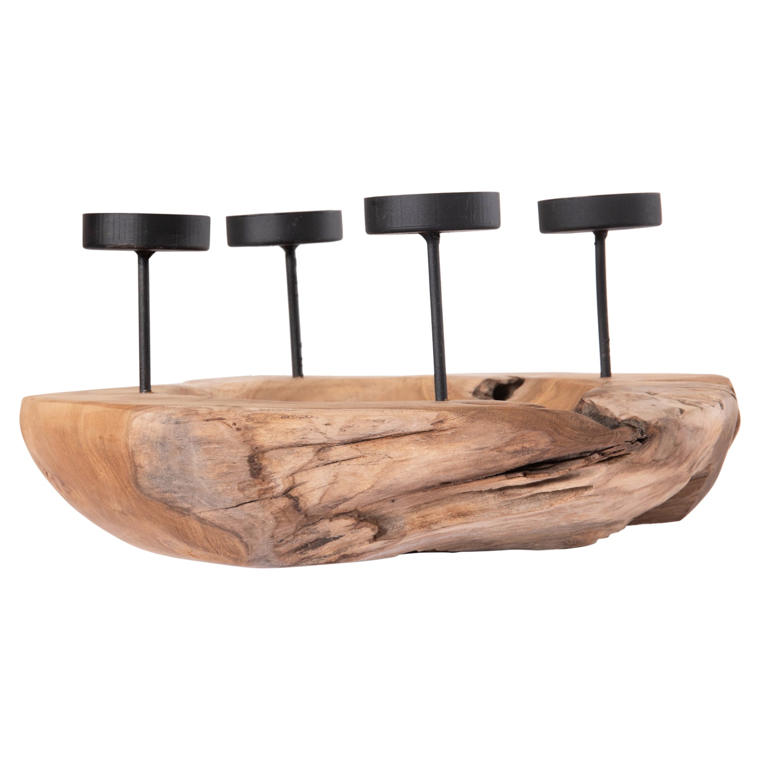 НАСТОЛНА СВЕЩ/КУПА FRAN ТИК ДЪРВО-МЕТАЛ 30x30x7-15см.