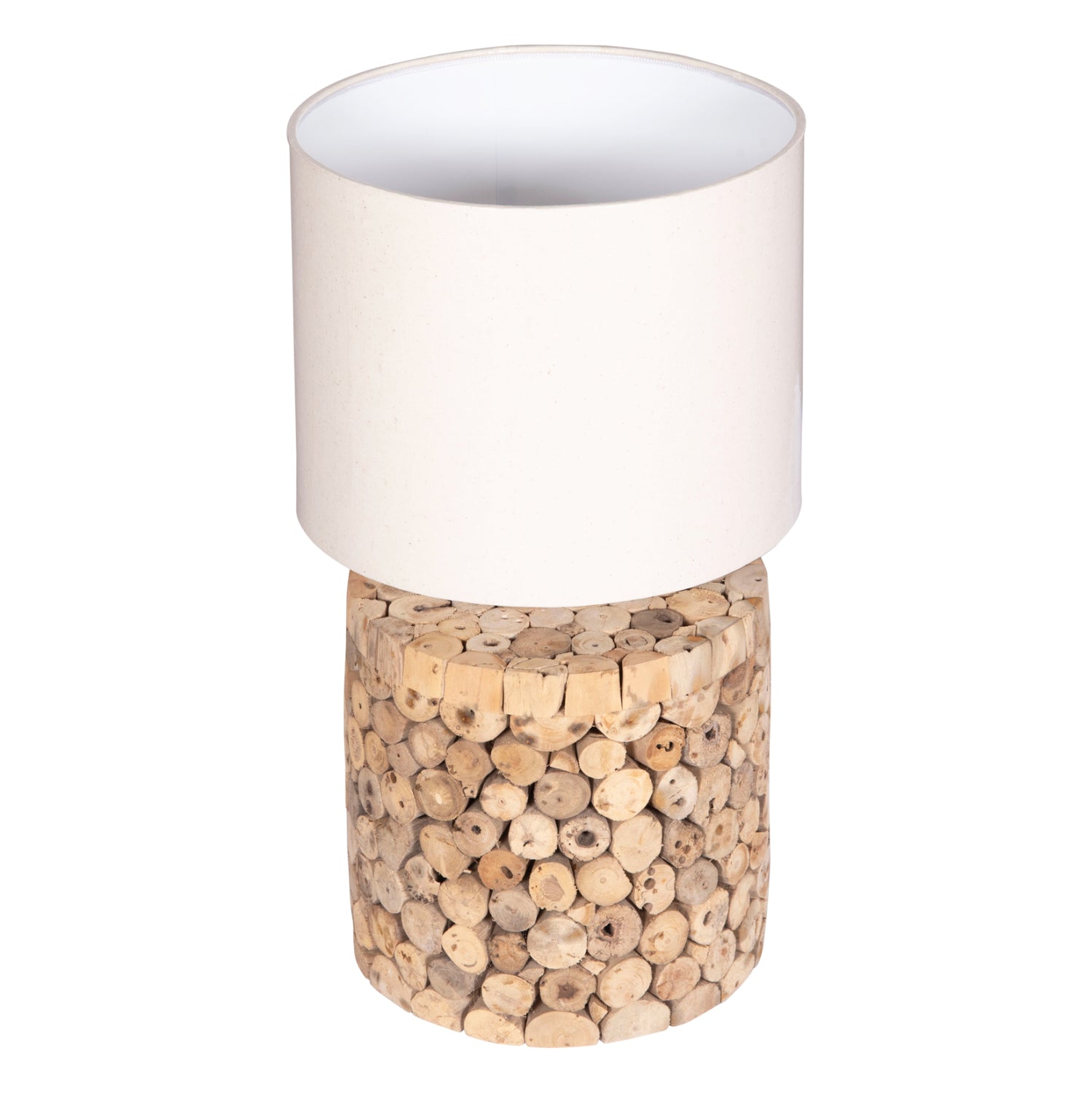 Цилиндрична настолна лампа twiggy driftwood и бежова шапка φ245x45hcm