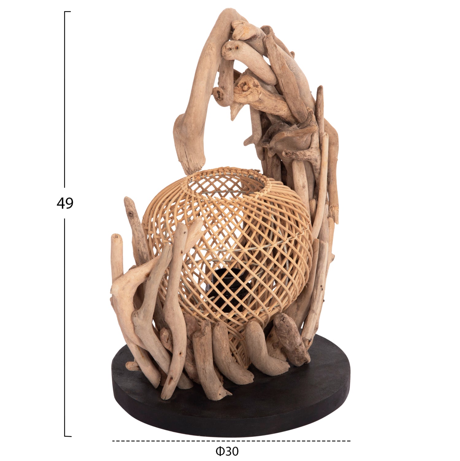 Настолна лампа ASHIN естествен-черен цвят 30x30x49см