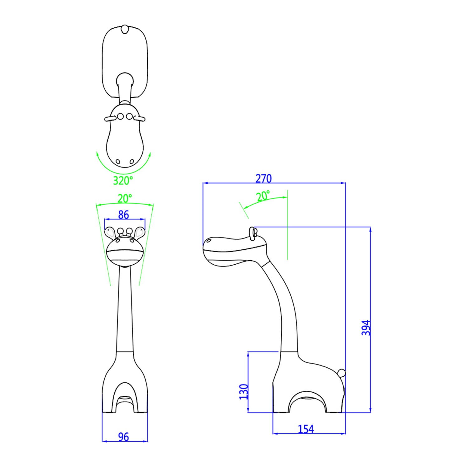 Led настолна лампа жираф розов цвят