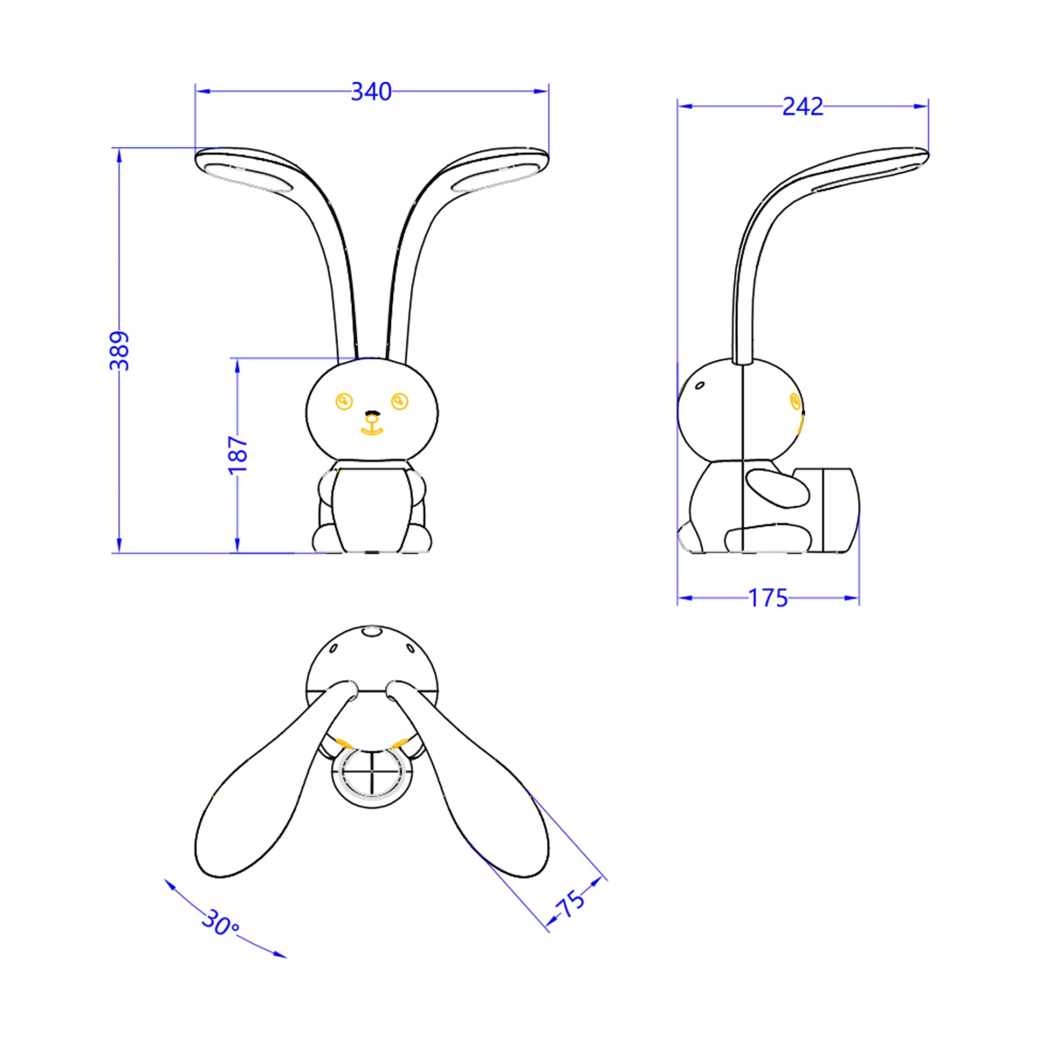 Led настолна лампа заек жълт цвят