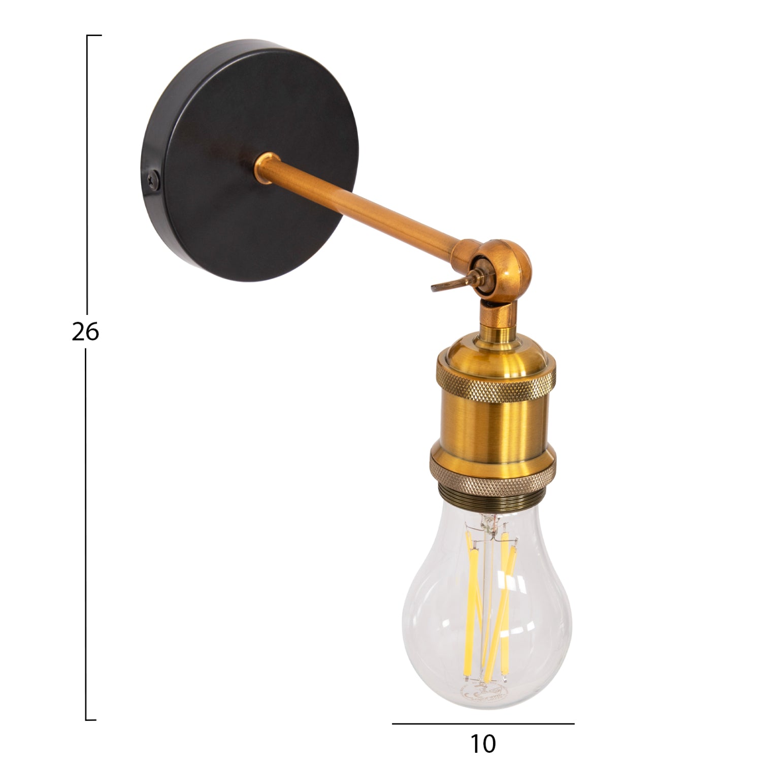 Стенен аплик 4467 черен-златист цвят  10x10x26см