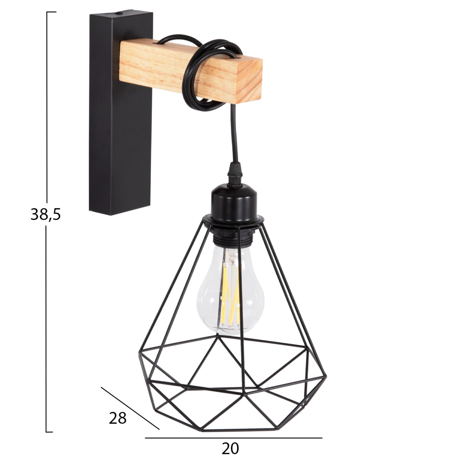 Стенни лампи grob метал-дърво 20x26x38.5см