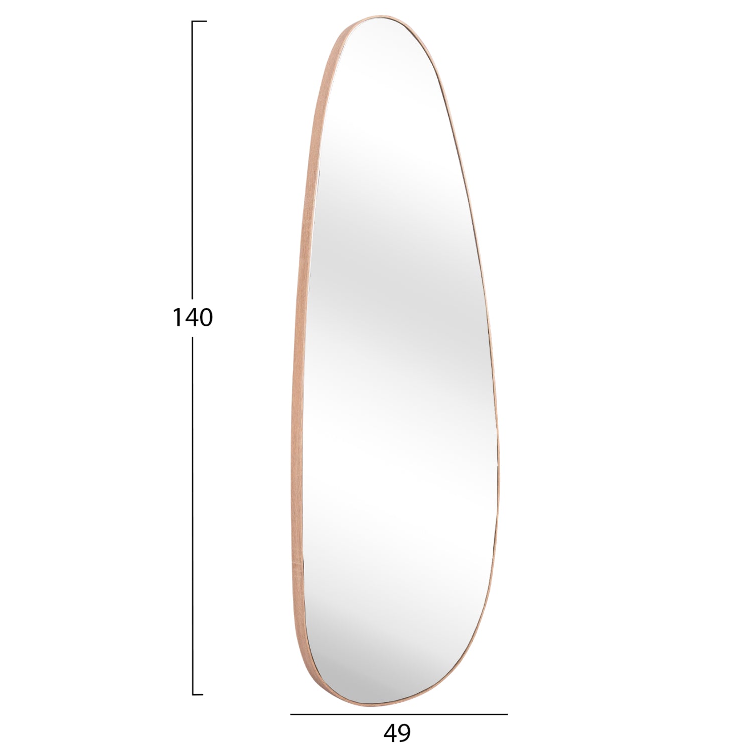 Стенно огледало CRITHER с МДФ рамка в естествен цвят 49х140см.