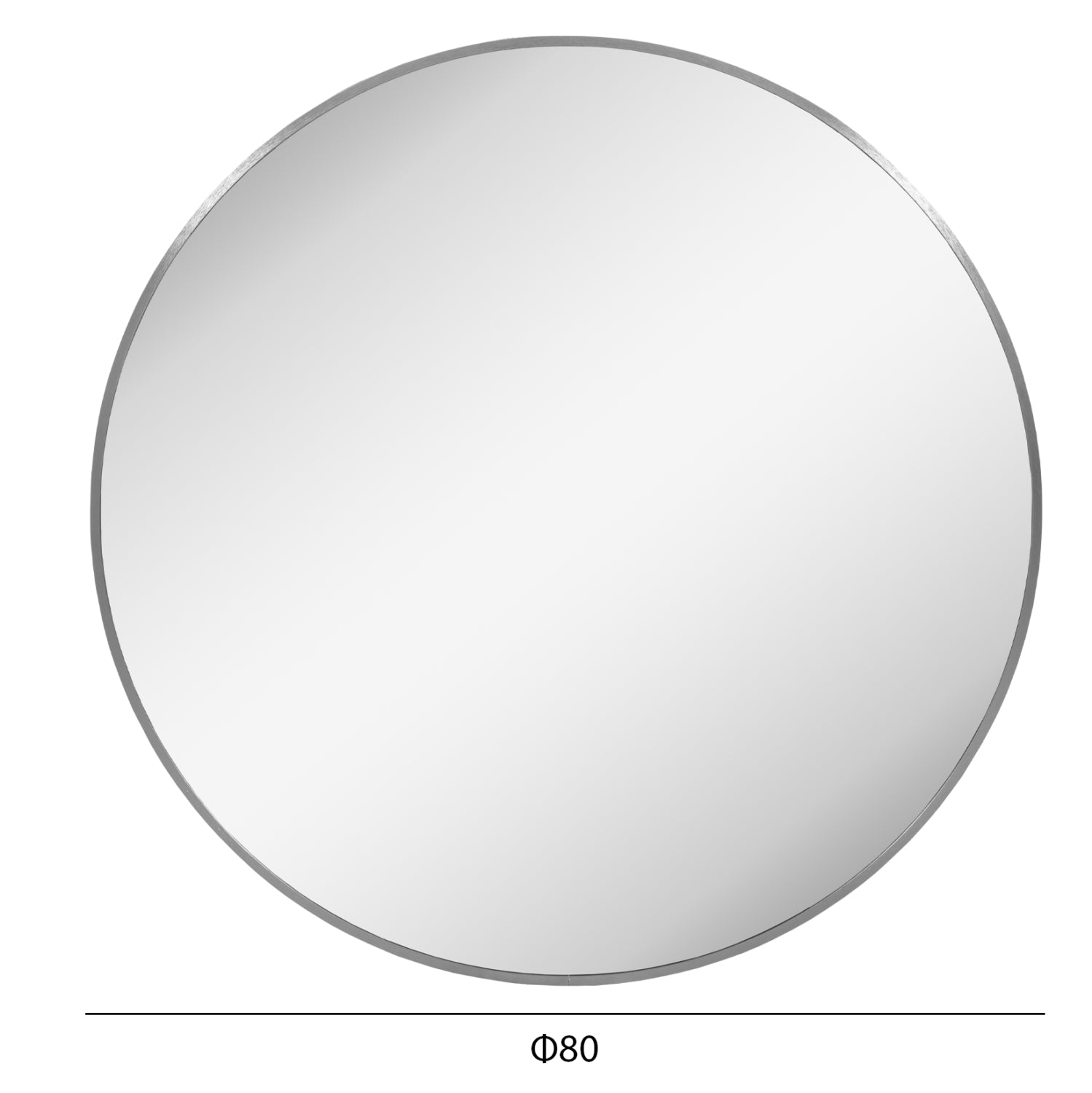 Стенно огледало ARCHER кръгло алуминиева рамка сребърно φ80см