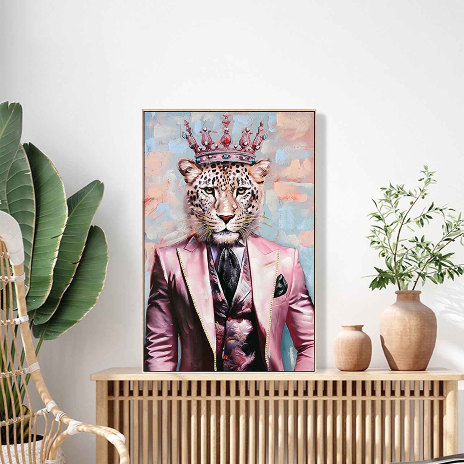 Картина LEOPAR с бежова рамка 82x4,5x122