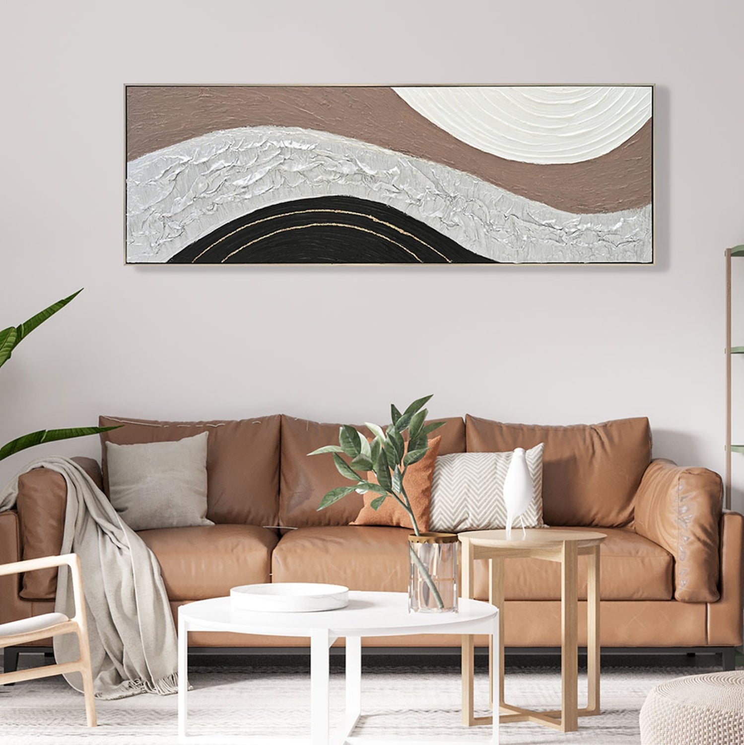 Картина абстрактна с бежова рамка 152x4.5x52