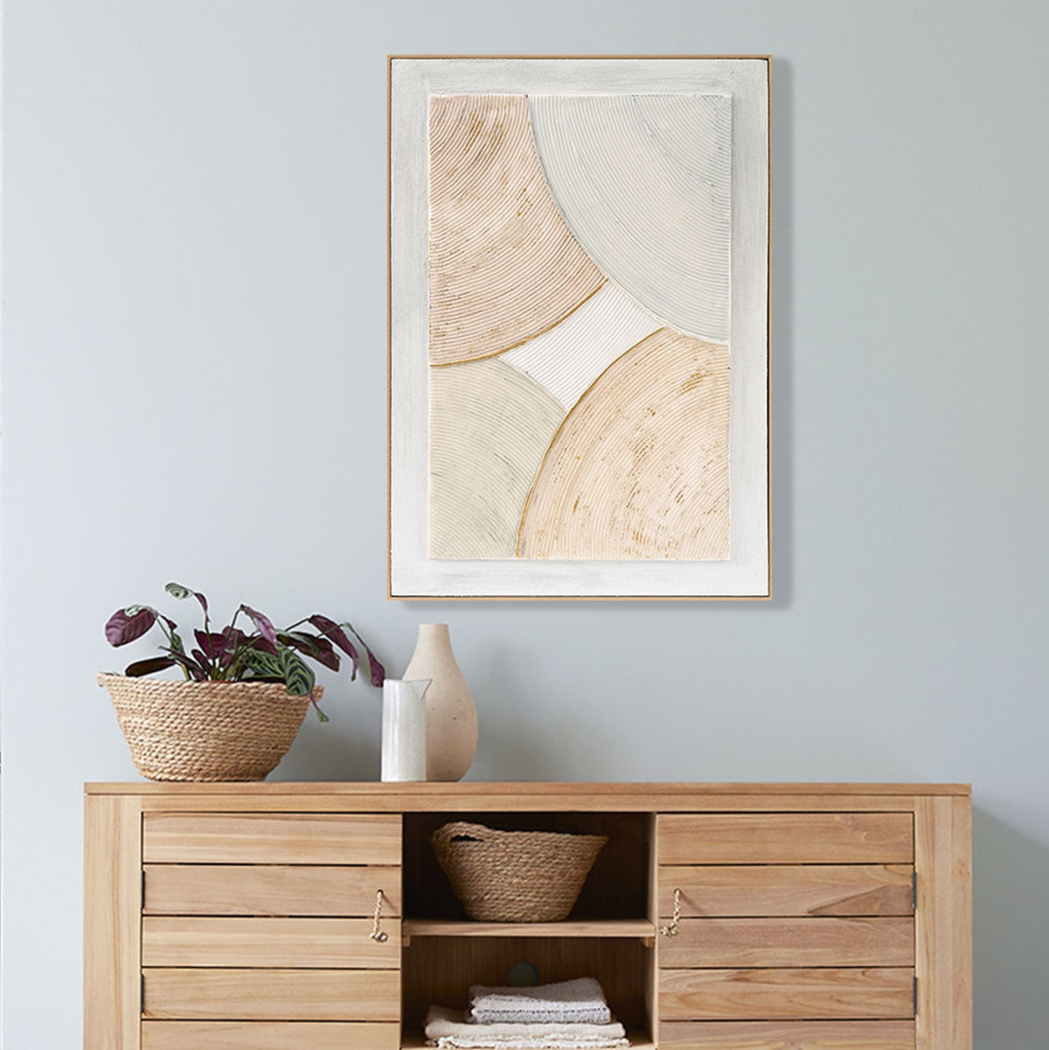 3d картина ръчно изработени криви в бежова рамка 72x5X102см.