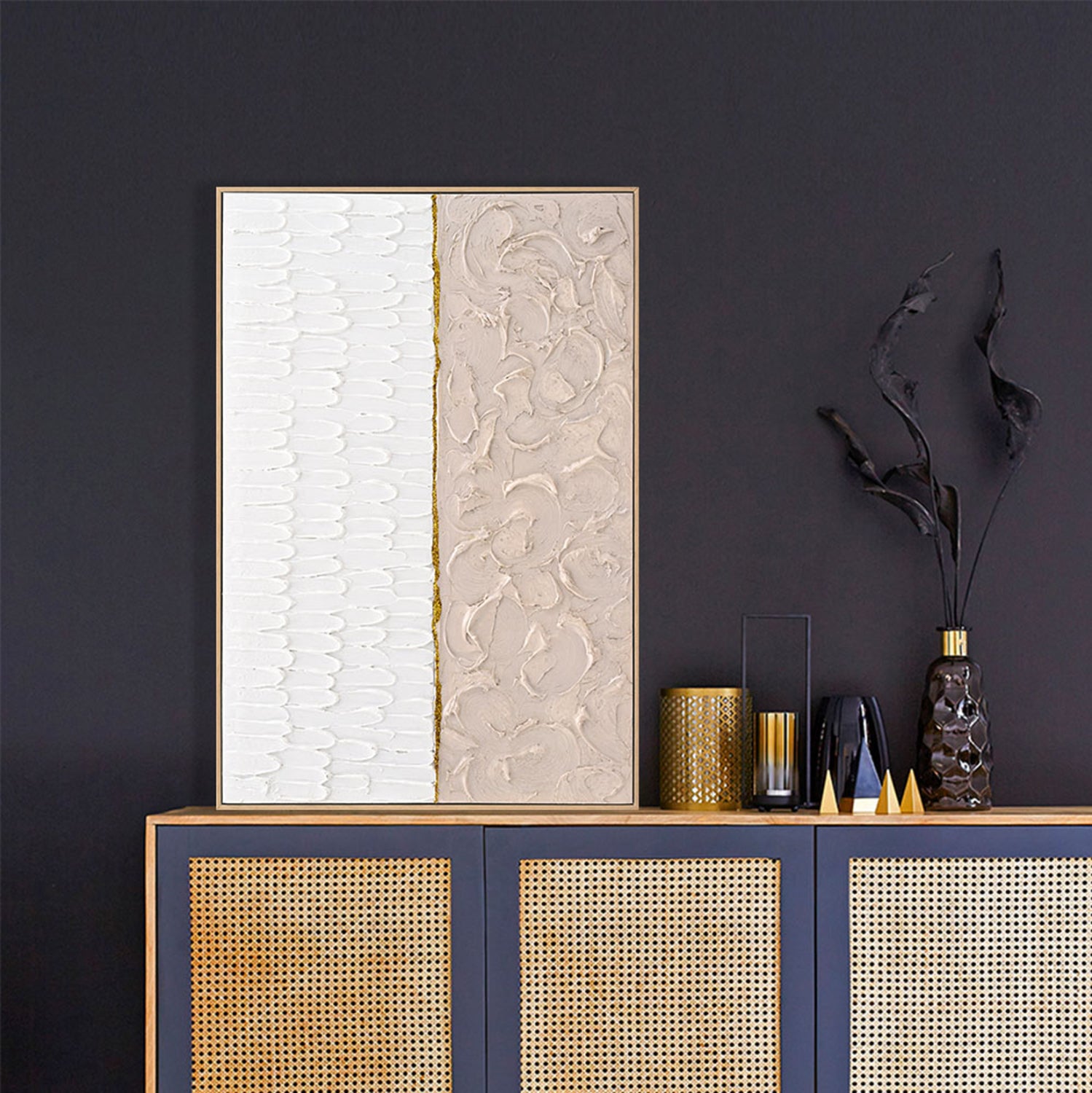 3d картина бежово/бяло с бежова рамка 62x4.5x92см.