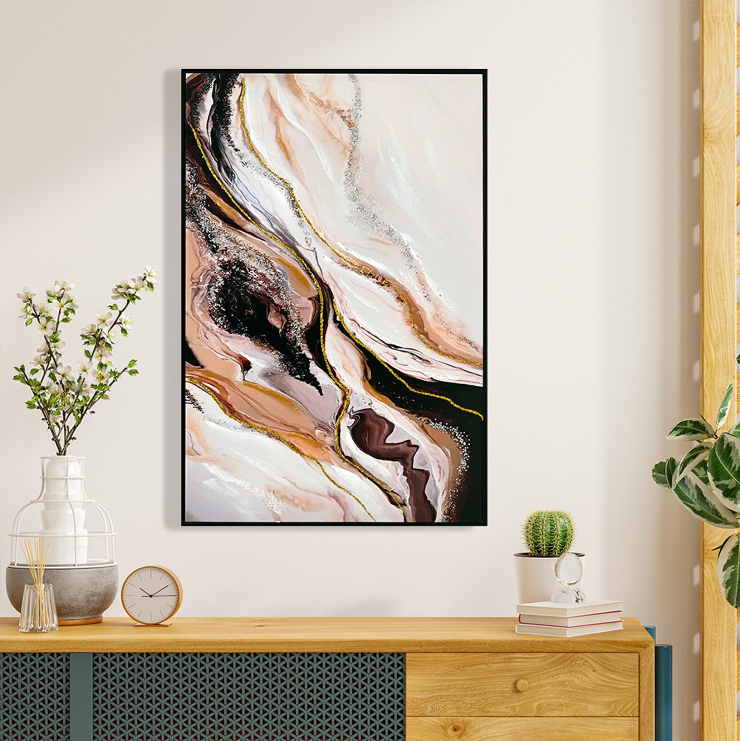 Картина абстрактен принт с черна рамка 62x4x92