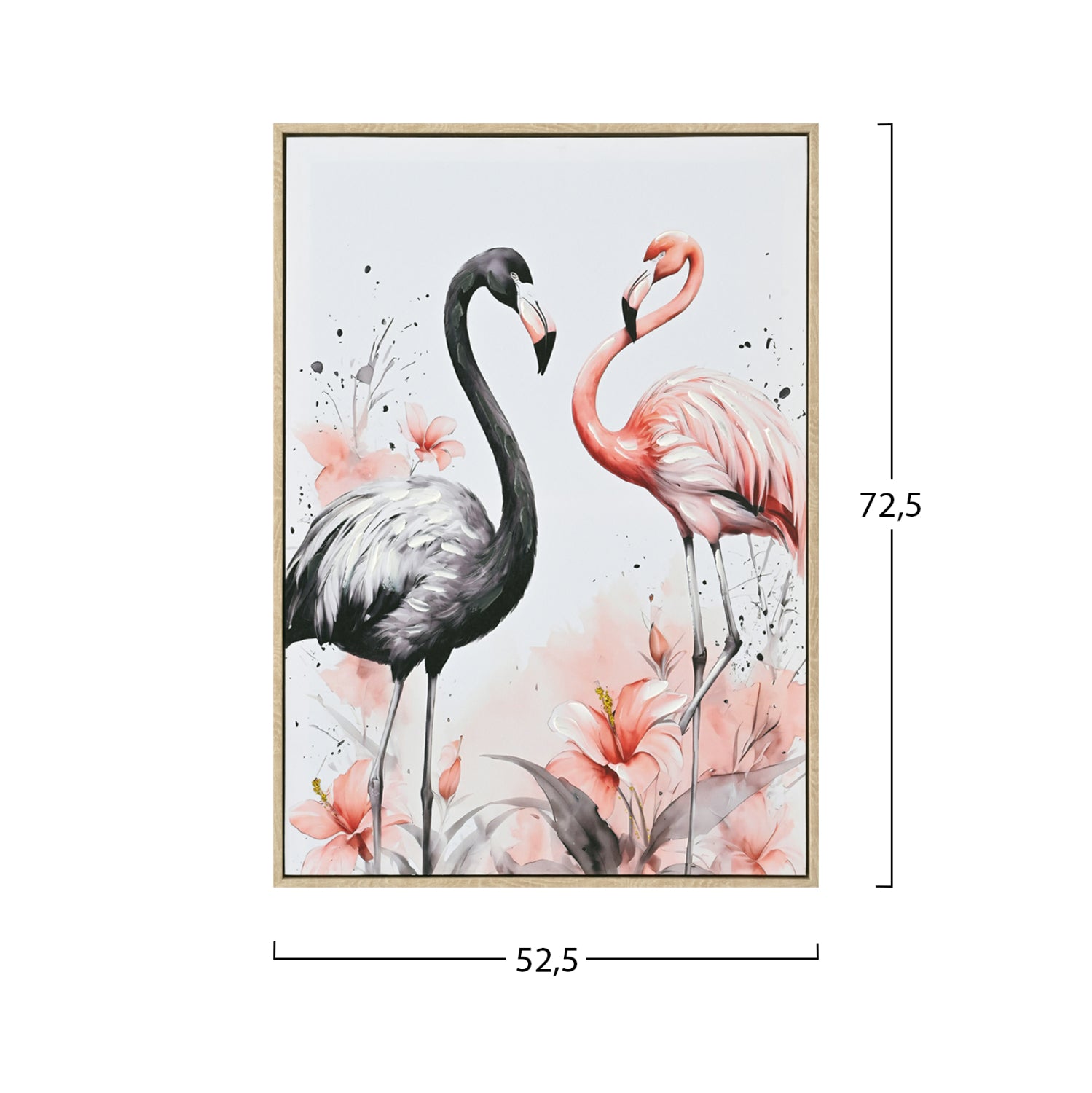 Картина FLAMINGOS с бежова рамка 52,5x2,8x72,5