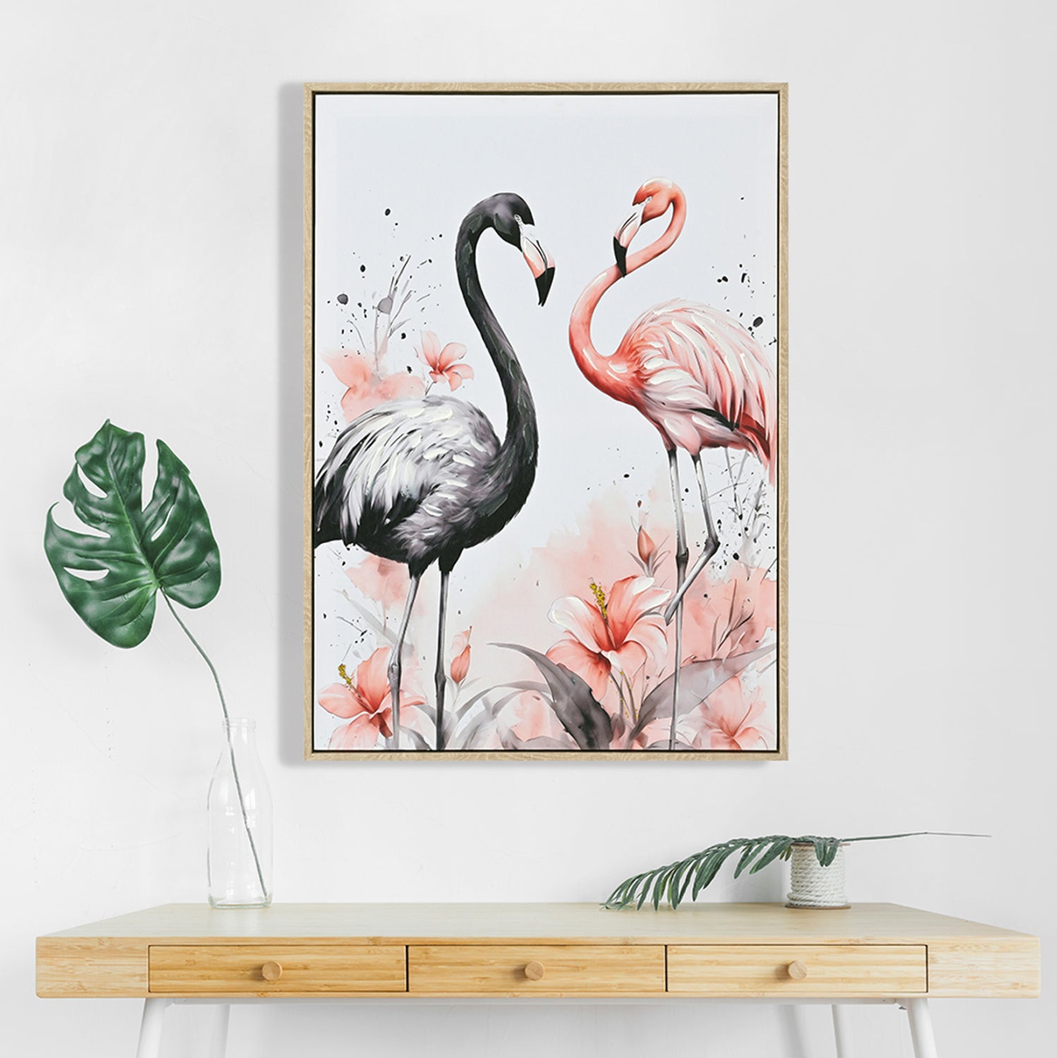 Картина FLAMINGOS с бежова рамка 52,5x2,8x72,5