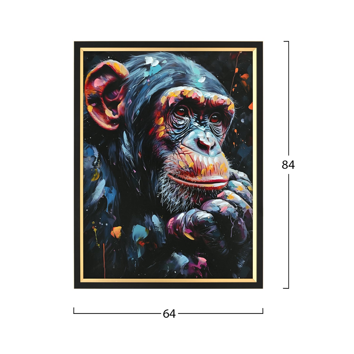 Картина SIMIA маймуна в черна рамка 64x4,5x84