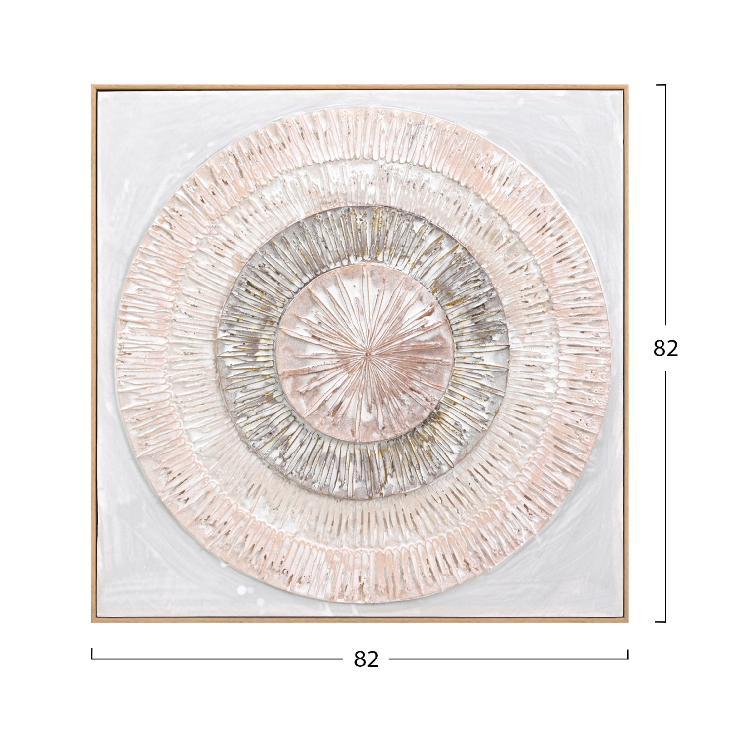 3d картина ръчно изработени кръгове в бежова рамка 82x4.5X82см.