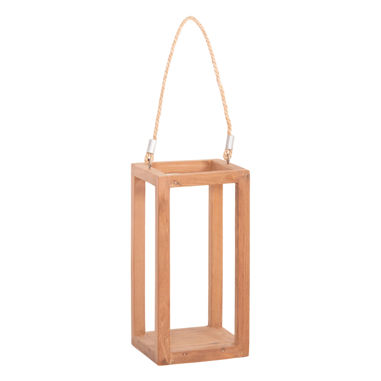 Декоративен настолен фенер FENT тиково дърво 15х15х30-53см