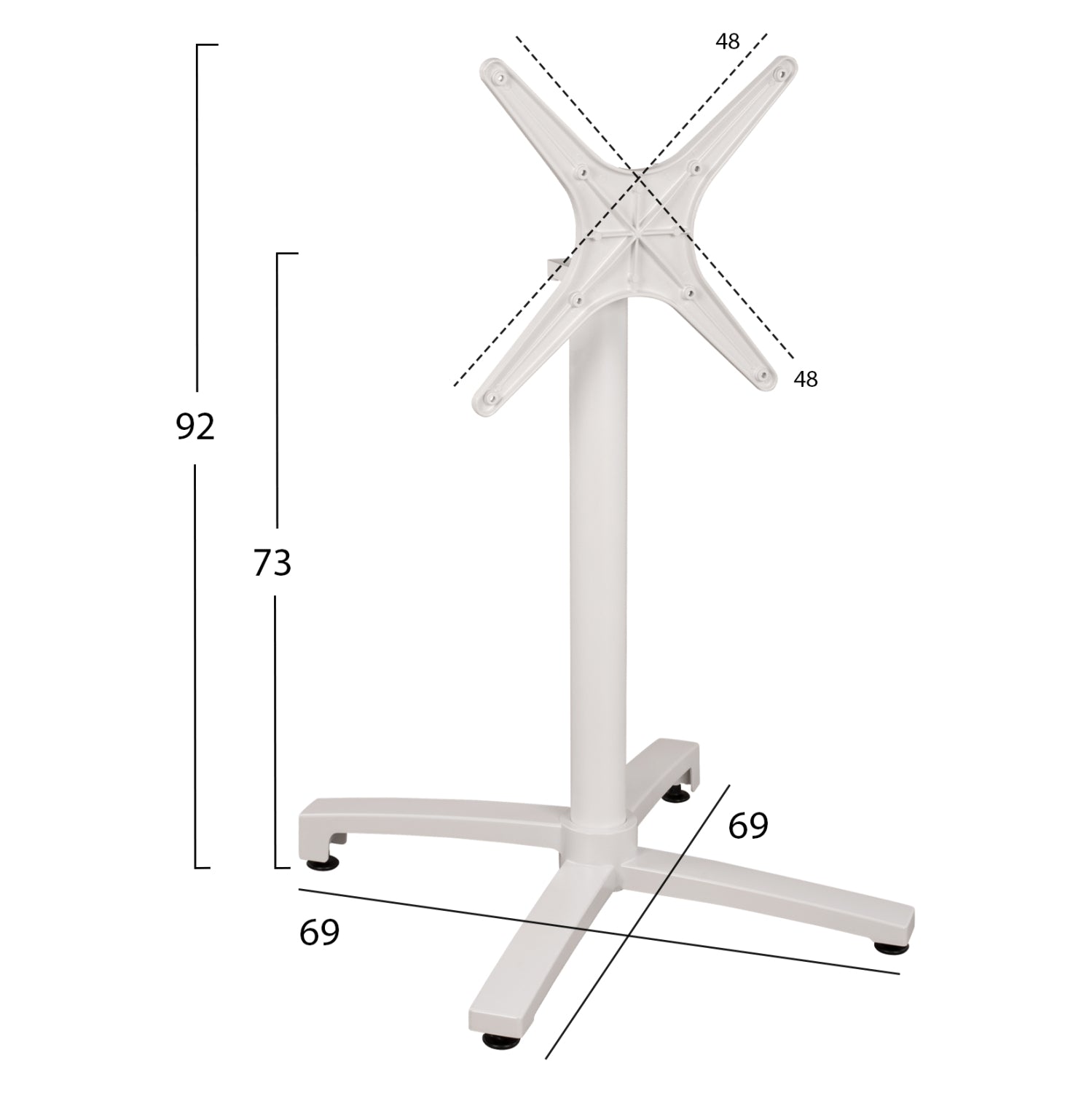 Основа за маса 459.02/ 69Χ69Χ73-бял цвят алуминий