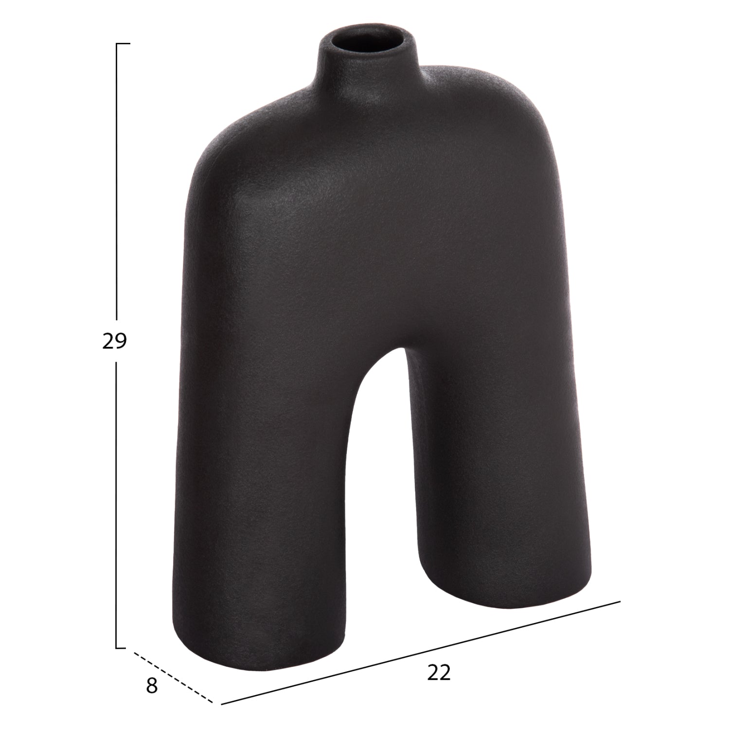 Декорация керамична за маса серия ISIL черен мат, 22x8x29см