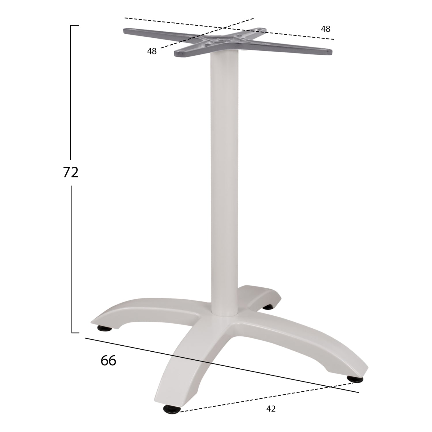 Основа за маса -цвят бял мат 66X66X73см с кръстачка 48X48см