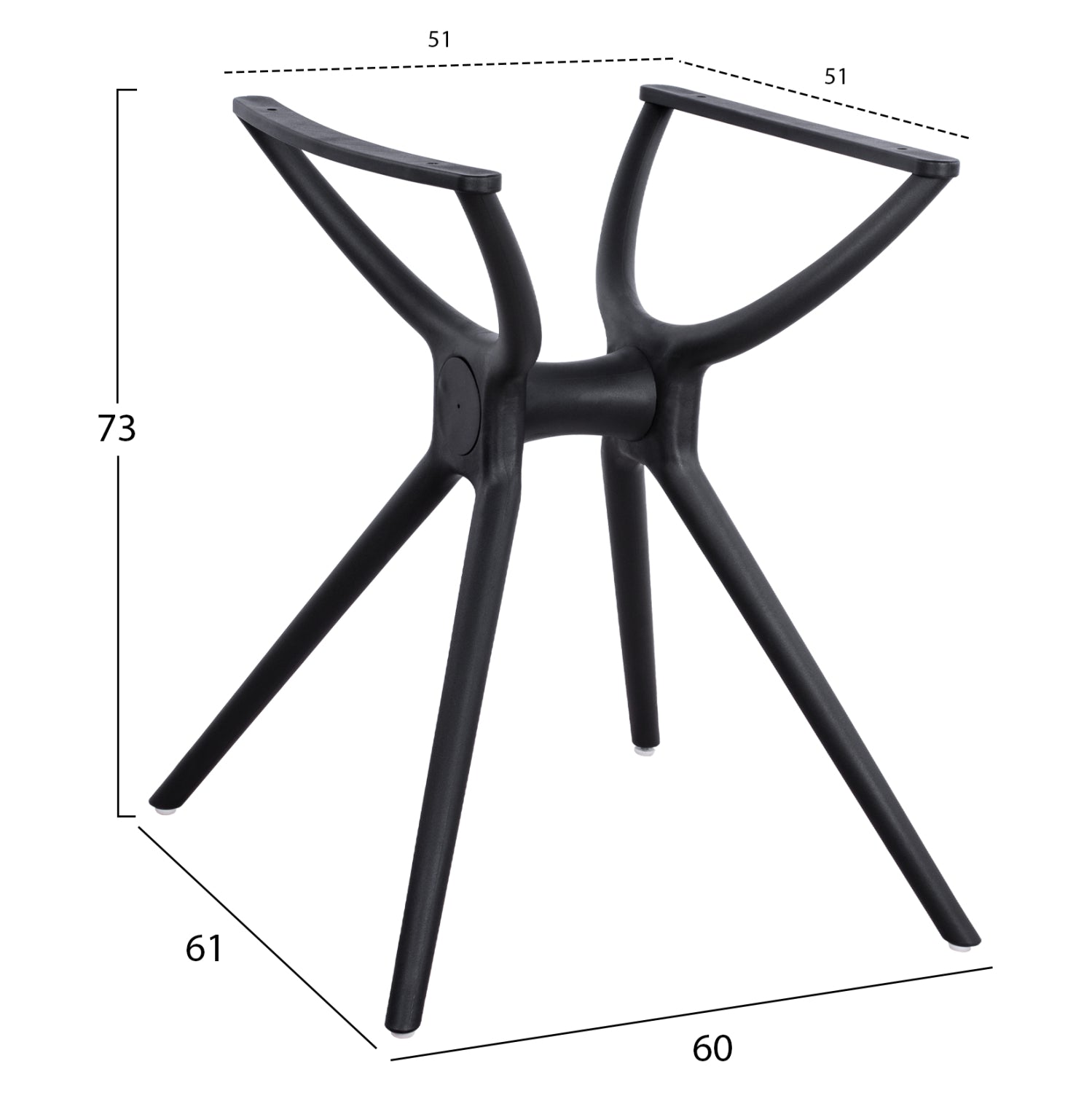 Основа за маса 60x61/73 см -полипропилен--черен цвят-462.01