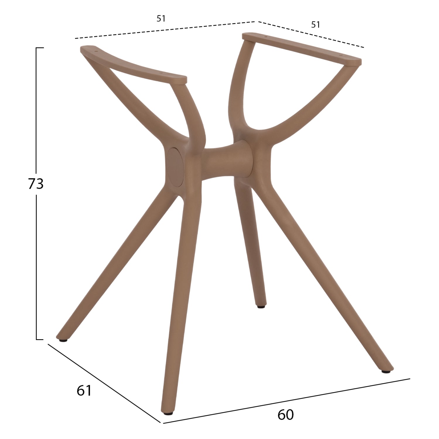 Основа за маса 462.04/ полипропилен : 62x62/73 см -цвят капучино