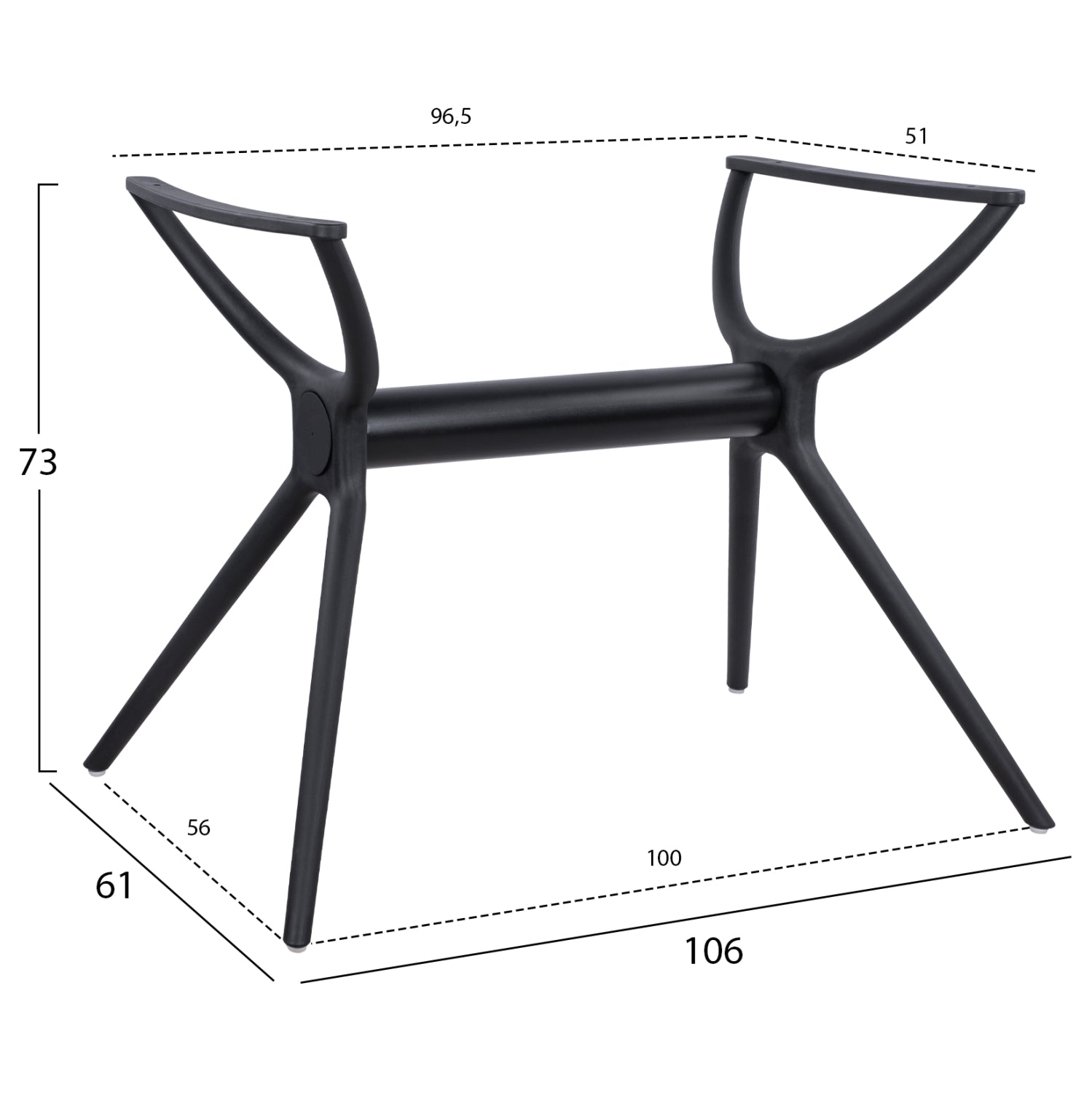 Основа за маса 120x80 /73см-полипропилен--черен цвят-463.01