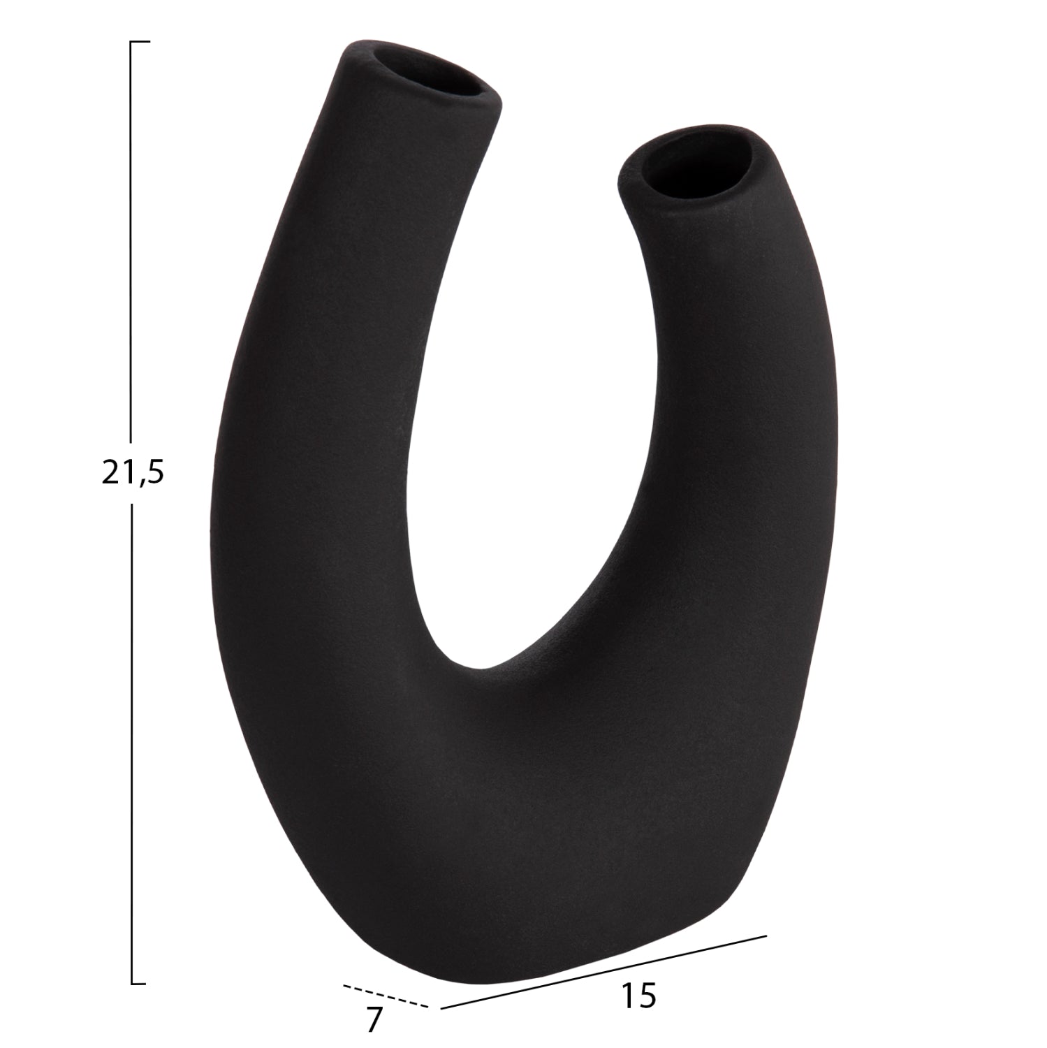 Декоративен керамичен плот за маса елипсовидна, черен, матов, 15x7x21.5 см