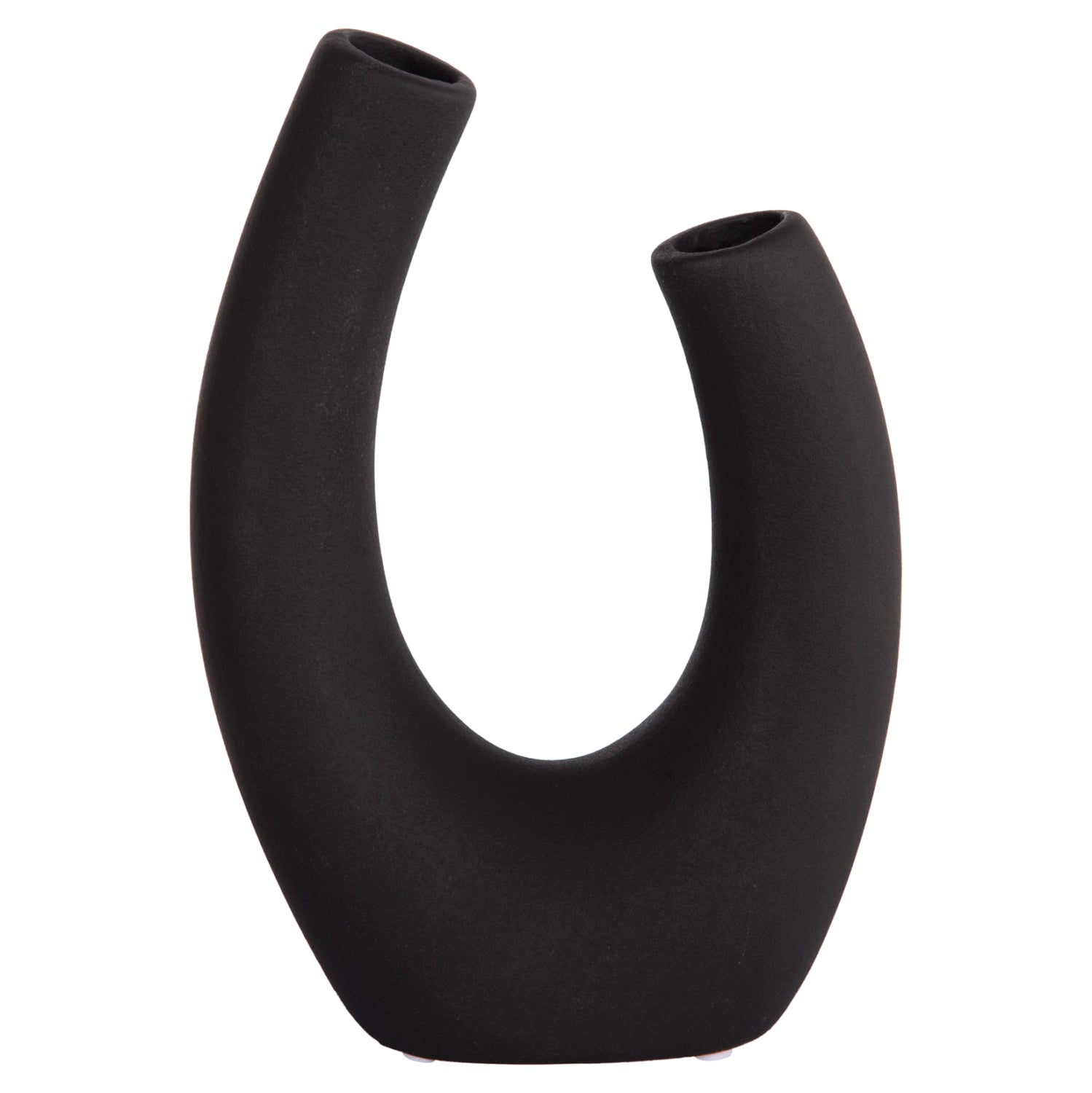 Декоративен керамичен плот за маса елипсовидна, черен, матов, 15x7x21.5 см