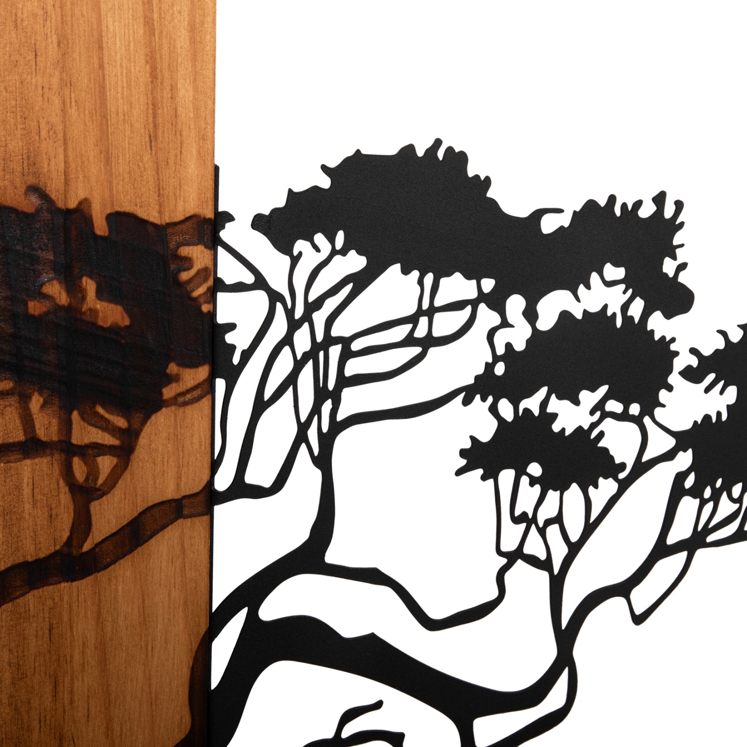 Декорация за стена цвят натурал-черен метал/дърво 90/58