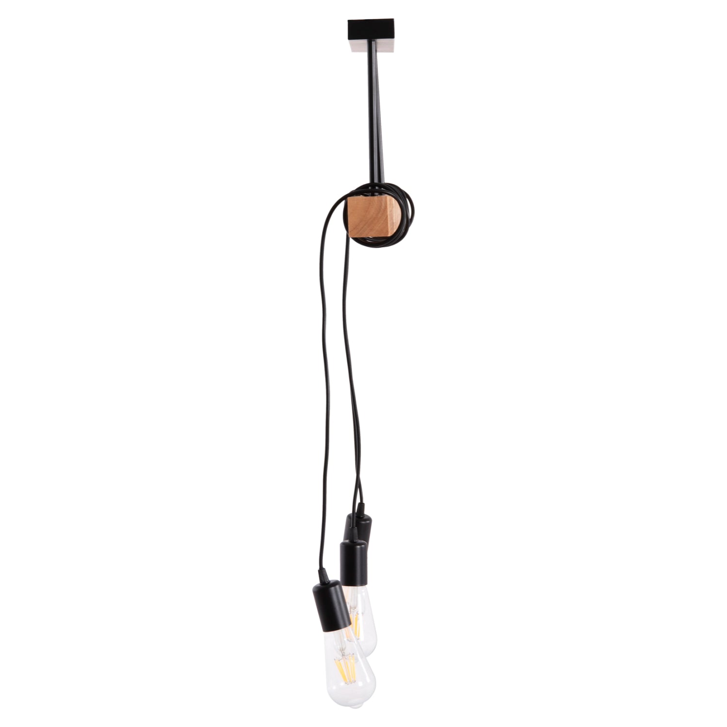 Таванна лампа VOLKS метал-дърво естествен-черен цвят 49.5x5x134.5см