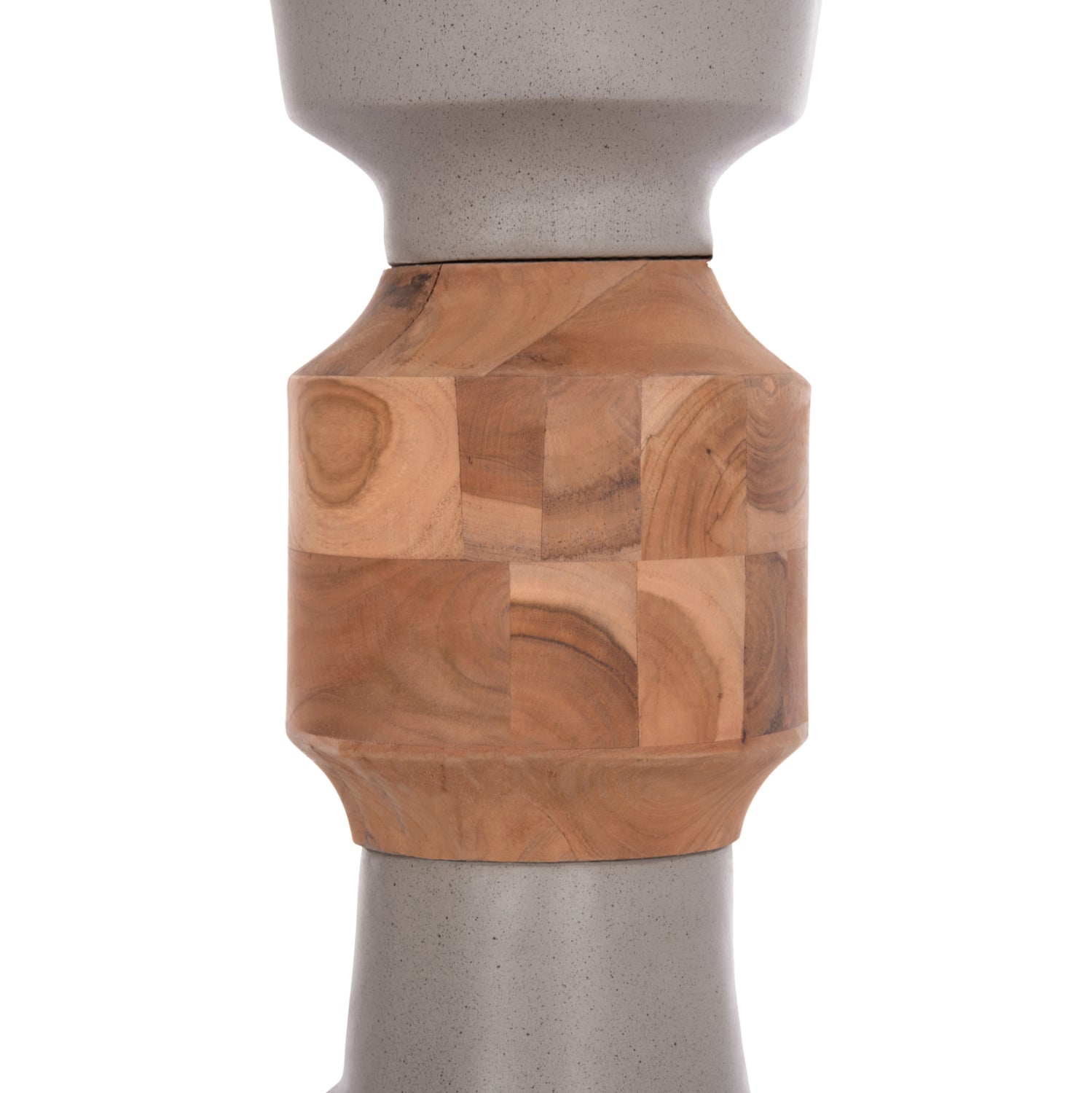 Декоративна подова ваза Nebula фибро цимент сив тиково дърво φ60x115см.