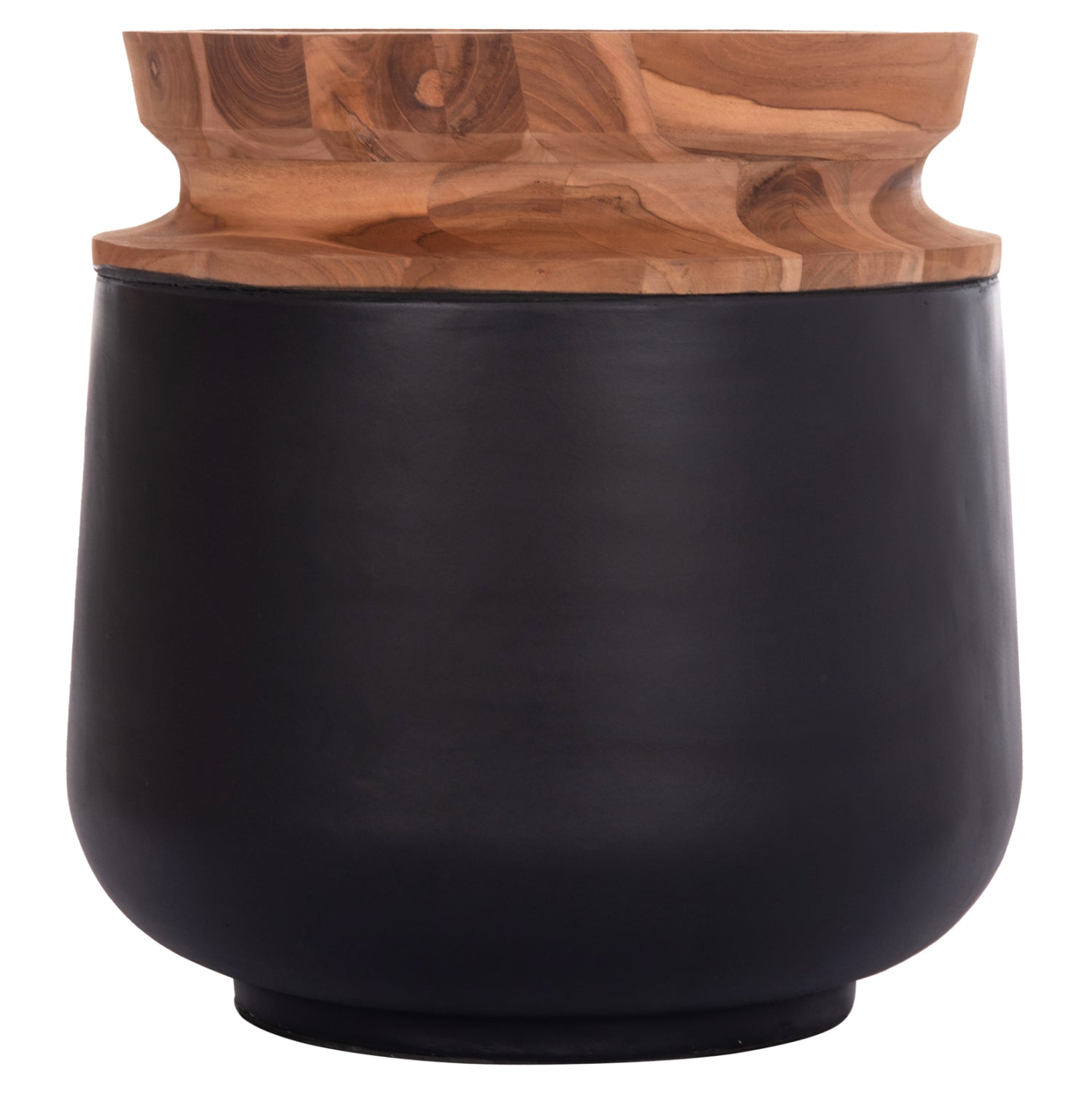 Декоративна подова ваза Линтер фибро цимент черен--тиково дърво φ41x47hcm.