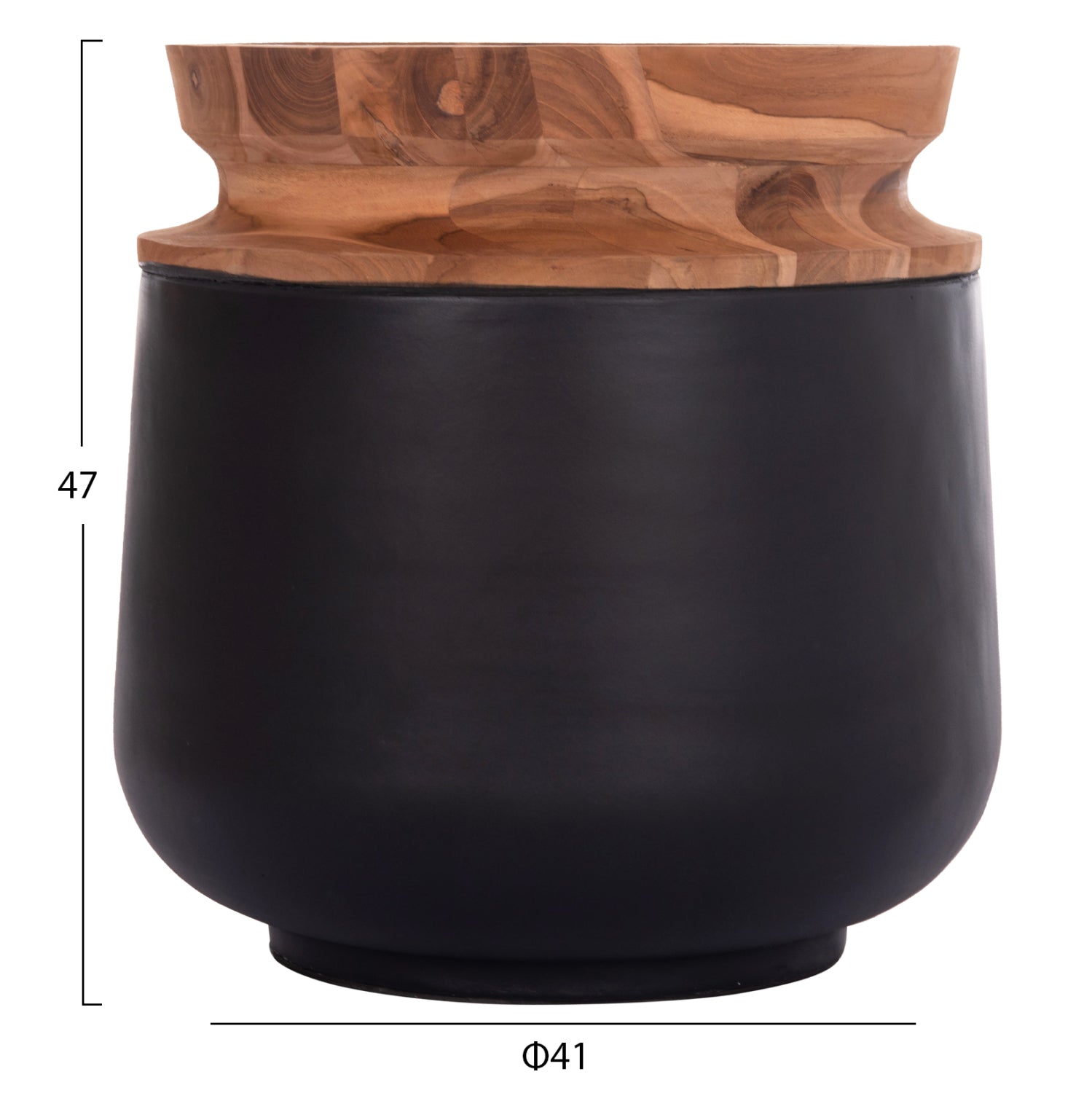 Декоративна подова ваза Линтер фибро цимент черен--тиково дърво φ41x47hcm.