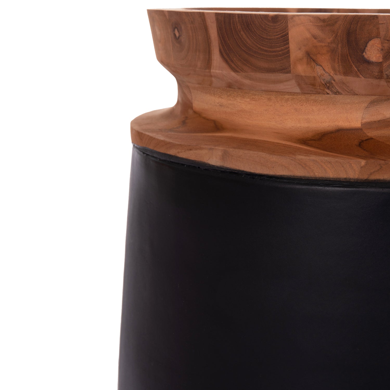 Декоративна подова ваза Линтер фибро цимент черен--тиково дърво φ41x47hcm.