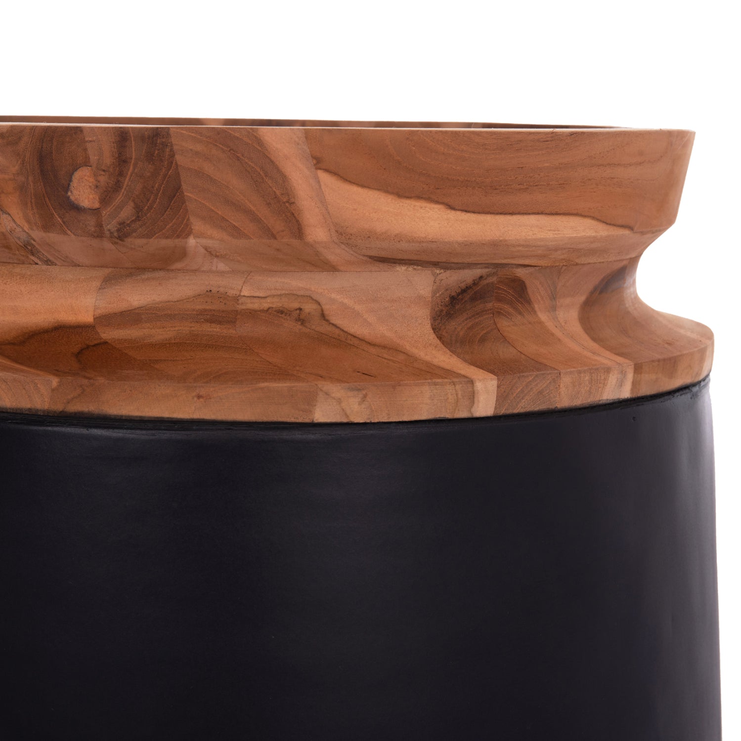 Декоративна подова ваза Линтер фибро цимент черен--тиково дърво φ41x47hcm.