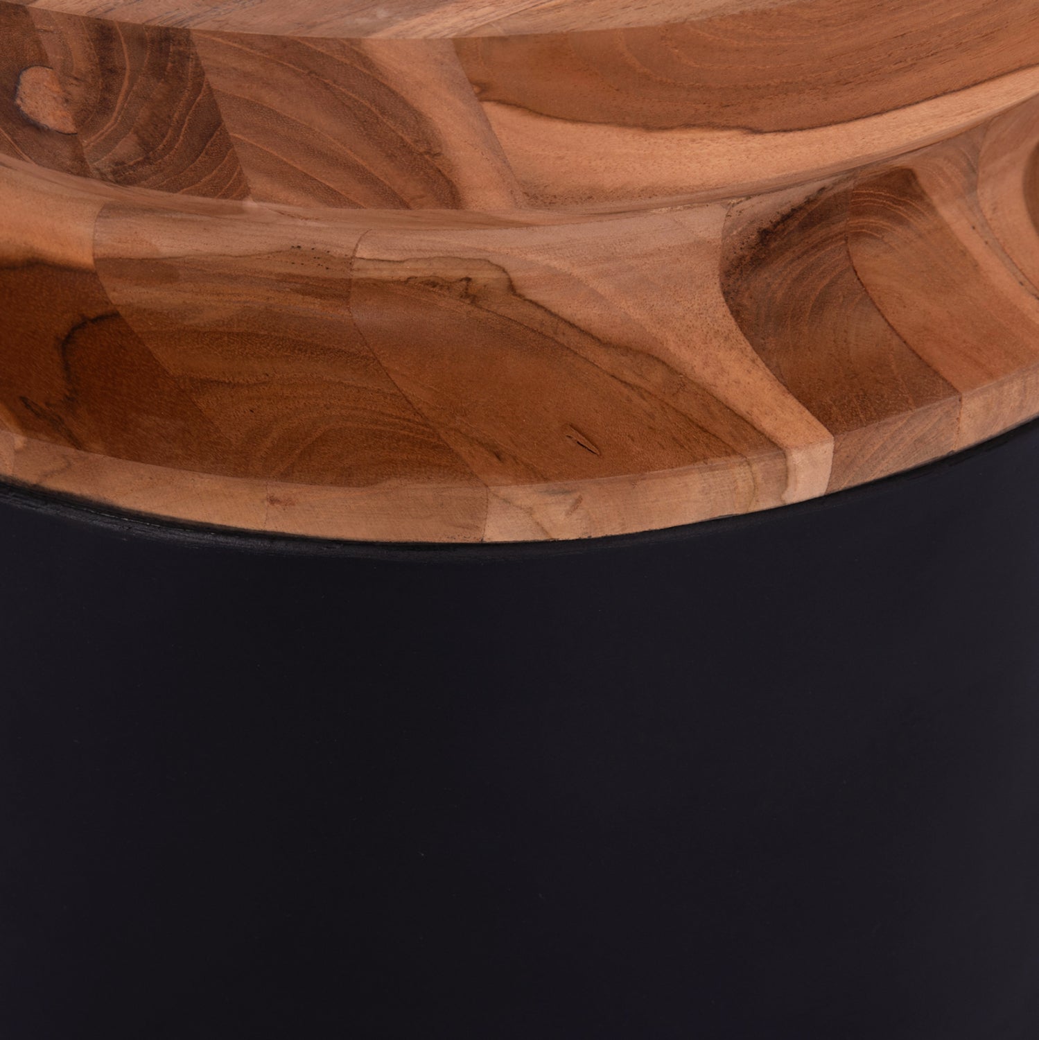 Декоративна подова ваза Линтер фибро цимент черен--тиково дърво φ41x47hcm.