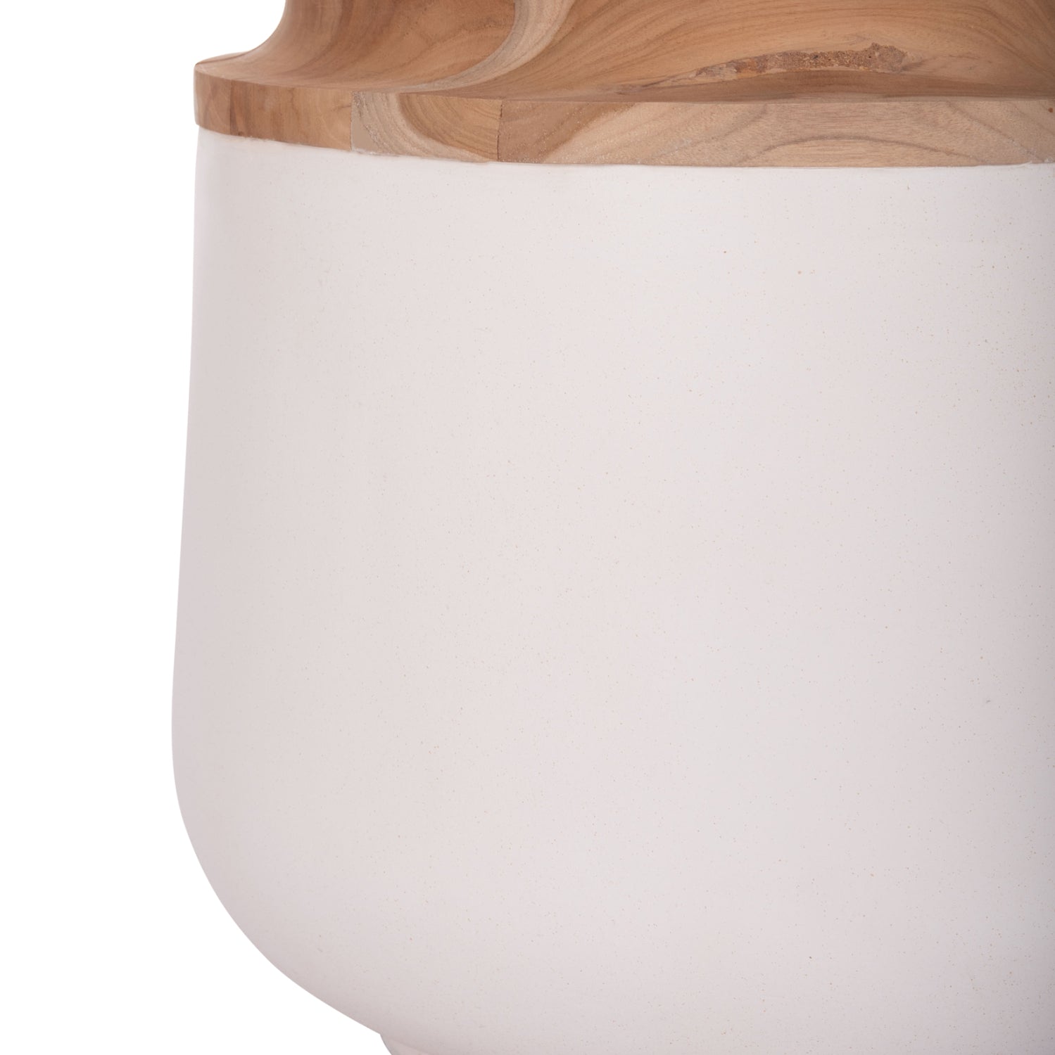 Декоративна подова ваза Линтер фибро цимент бял--тиково дърво φ41x47hcm.