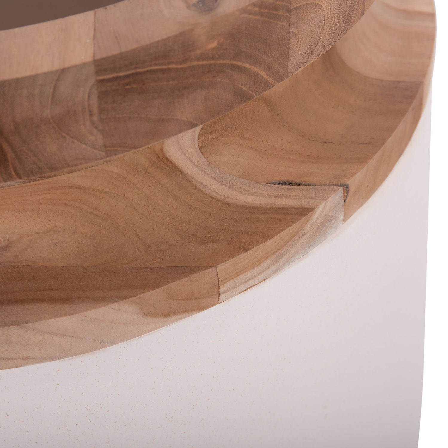 Декоративна подова ваза Линтер фибро цимент бял--тиково дърво φ41x47hcm.