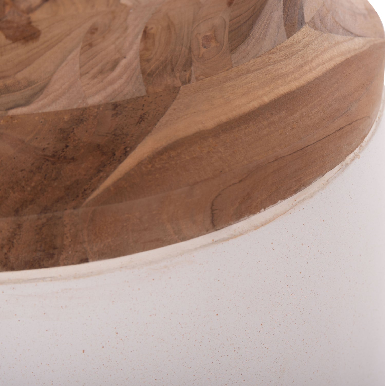 Декоративна подова ваза Линтер фибрo цимент бял--тиково дърво φ34x60hcm.