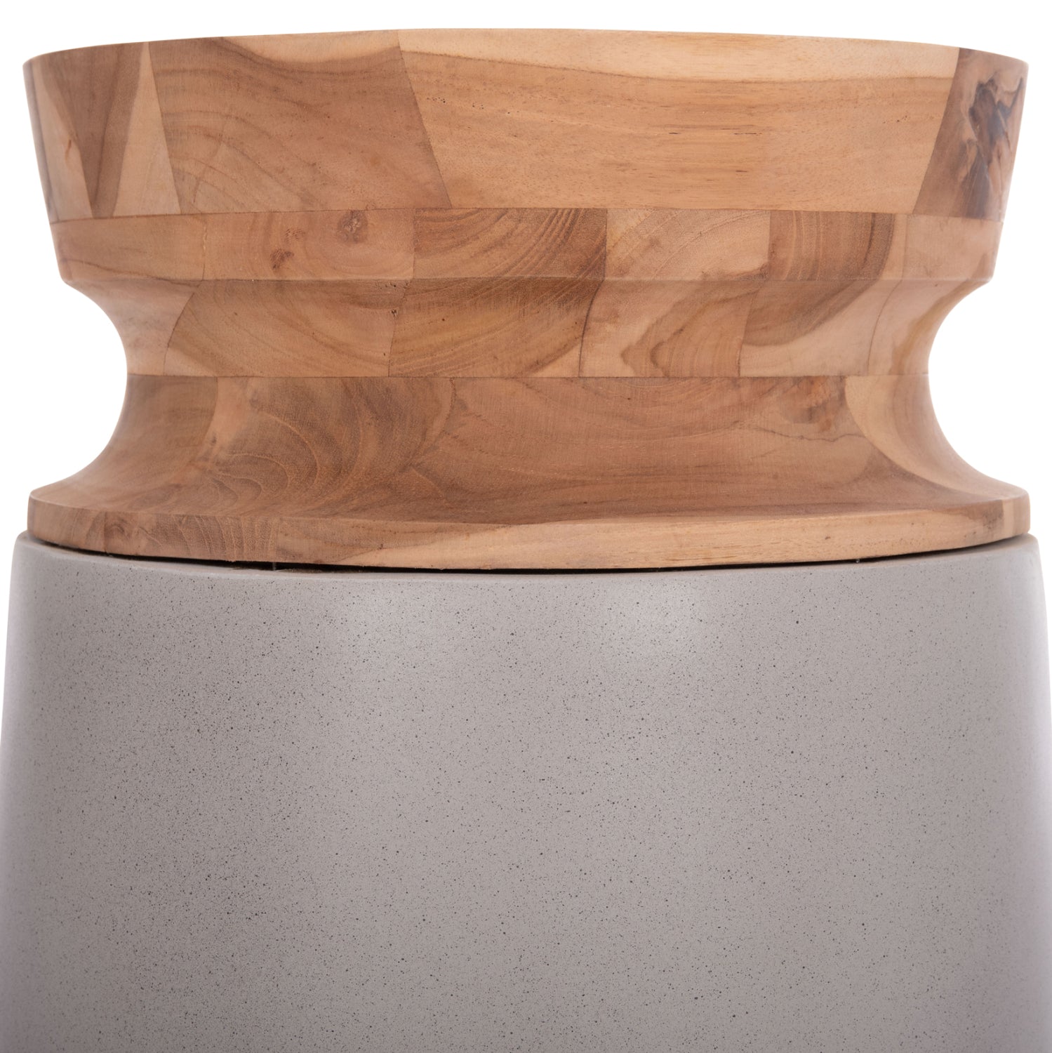 Декоративна подова ваза Линтер фибро цимент сив--тиково дърво φ34x60hcm.
