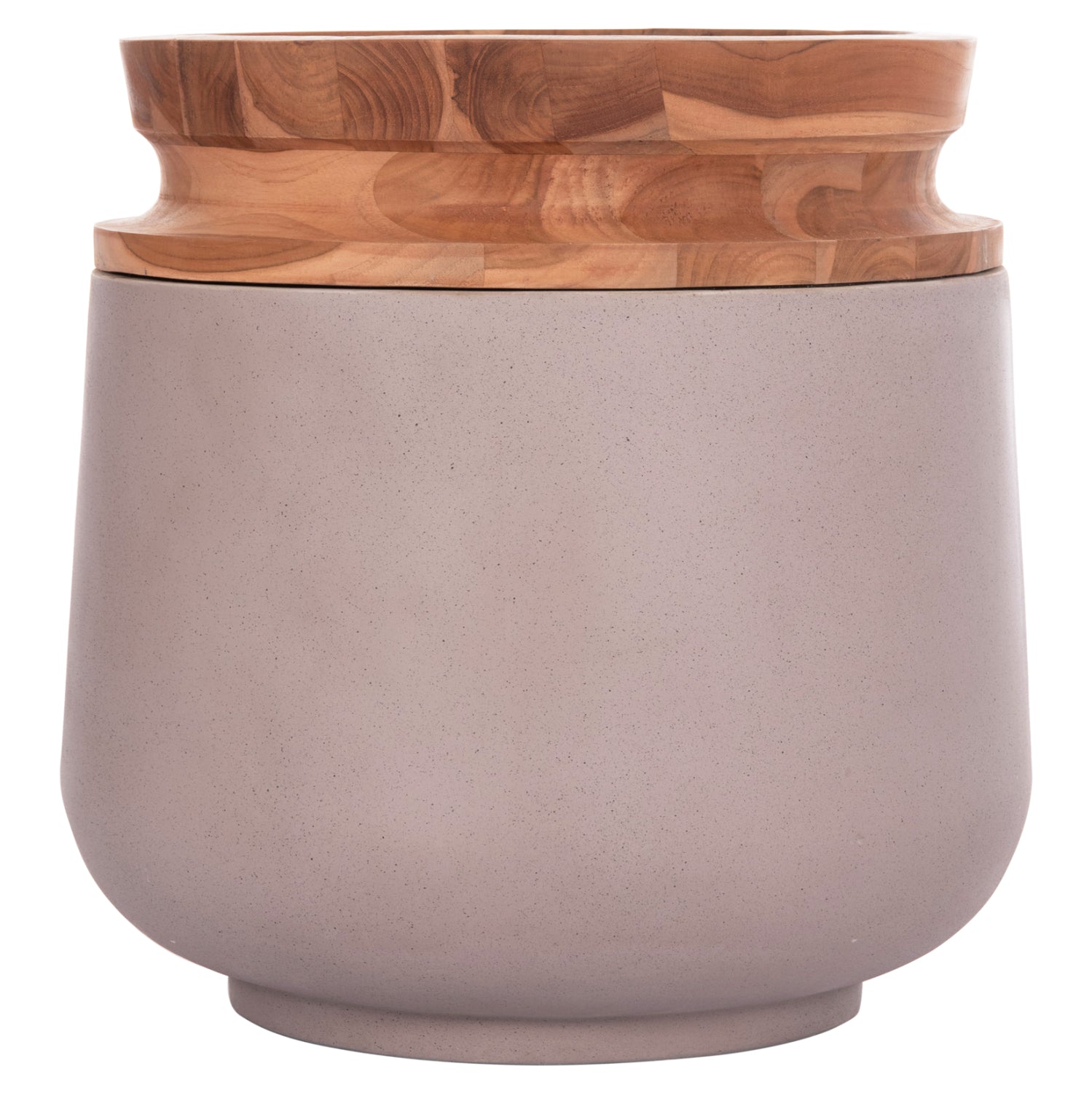 Декоративна подова ваза Интер фибро цимент сив мат--тиково дърво φ41x47h