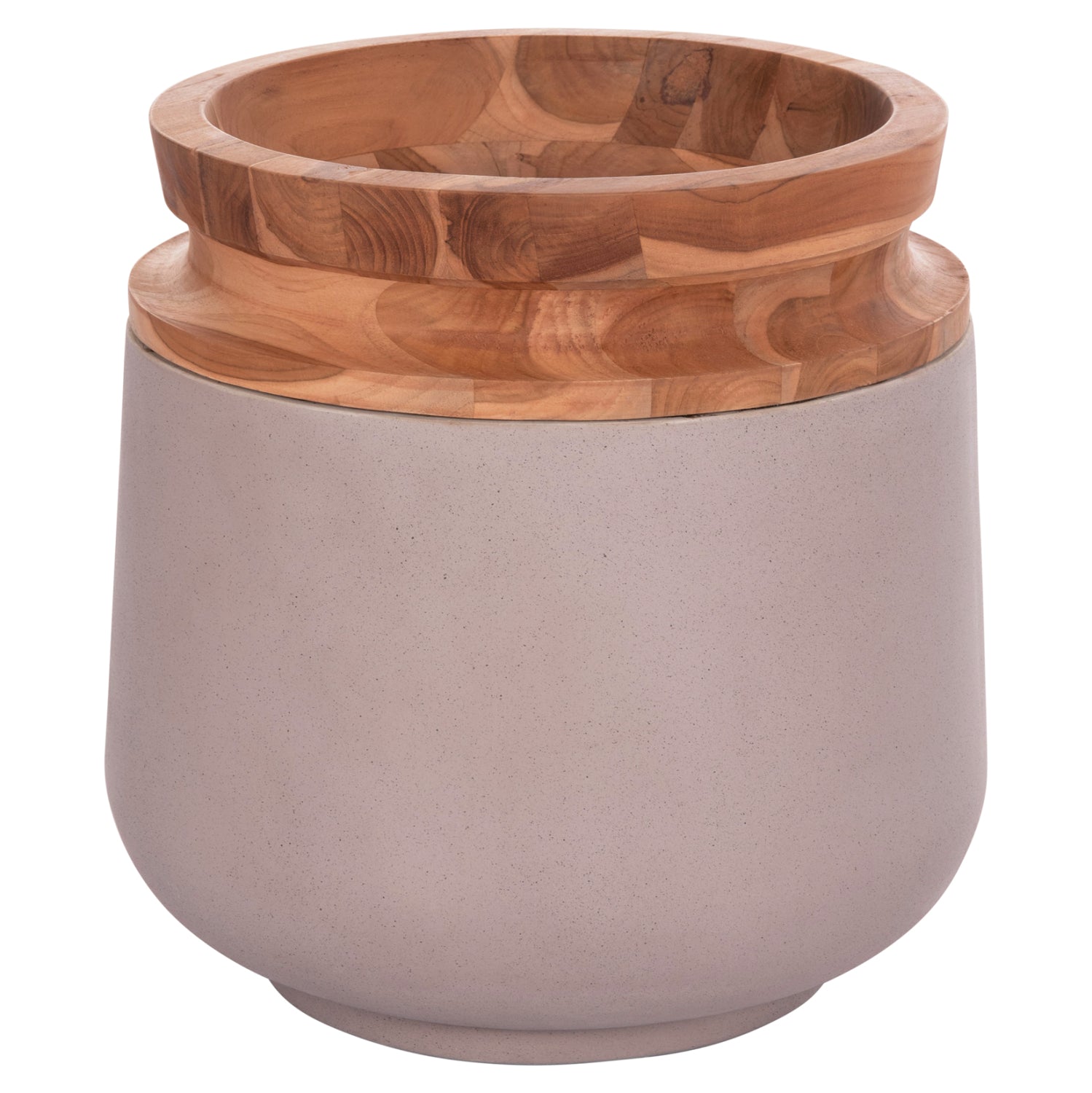 Декоративна подова ваза Интер фибро цимент сив мат--тиково дърво φ41x47h