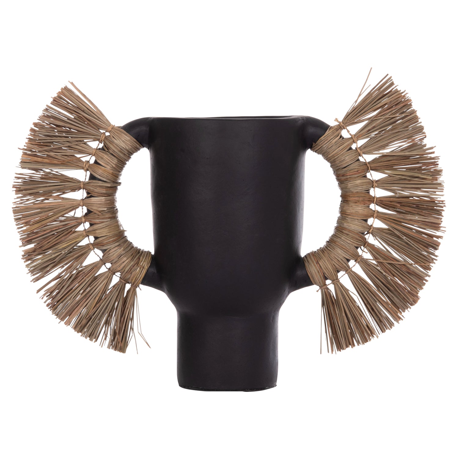 Декоративна ваза за настола alica черна теракота и трева -- 64x22x38см