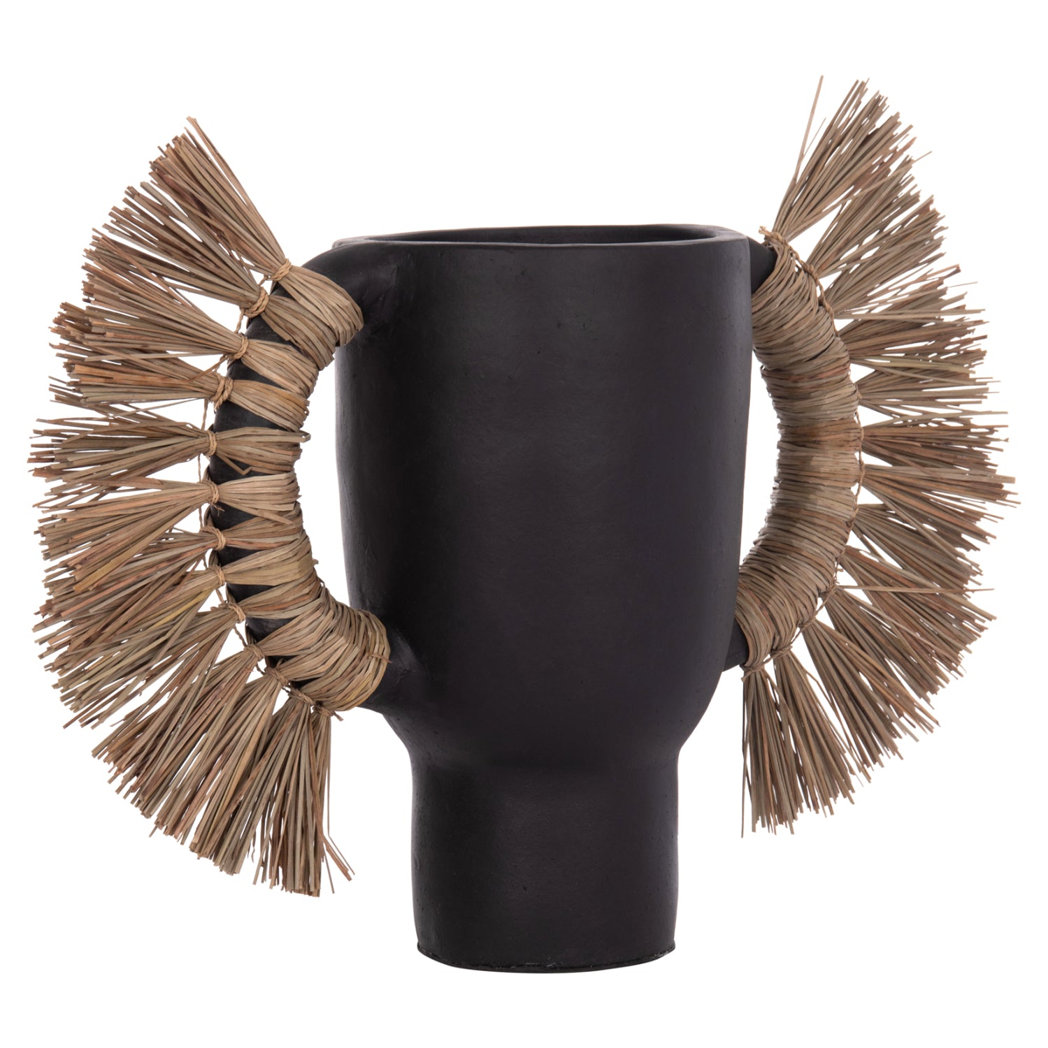 Декоративна ваза за настола alica черна теракота и трева -- 64x22x38см