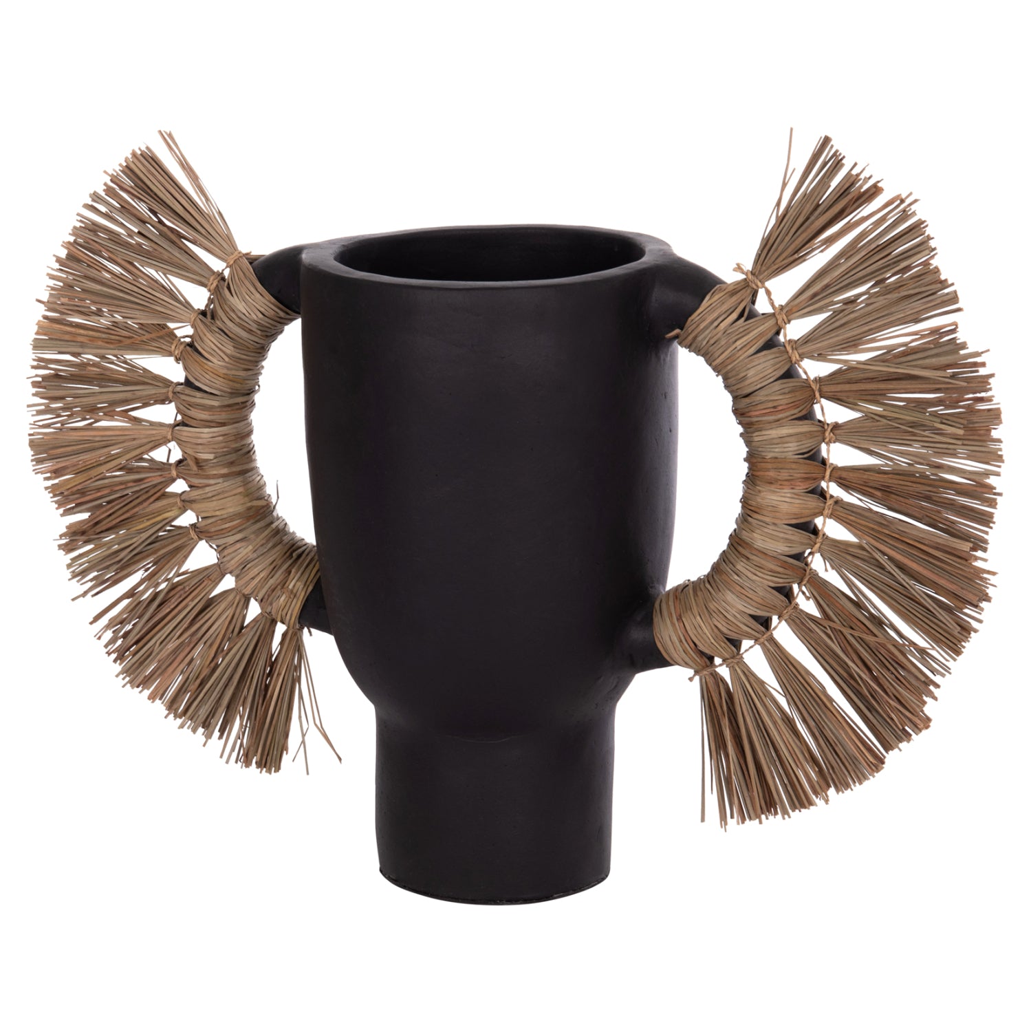 Декоративна ваза за настола alica черна теракота и трева -- 64x22x38см