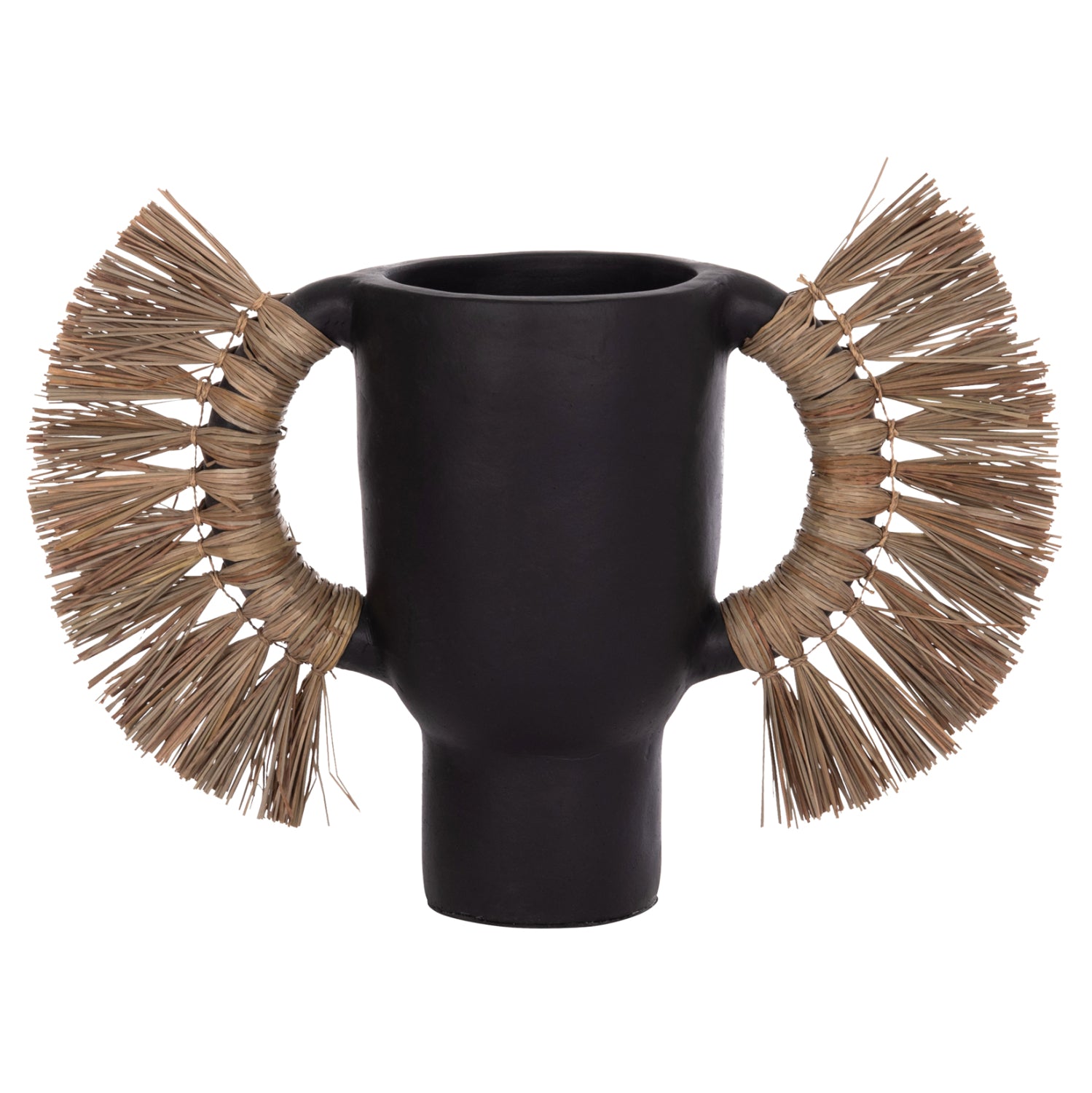 Декоративна ваза за настола alica черна теракота и трева -- 64x22x38см