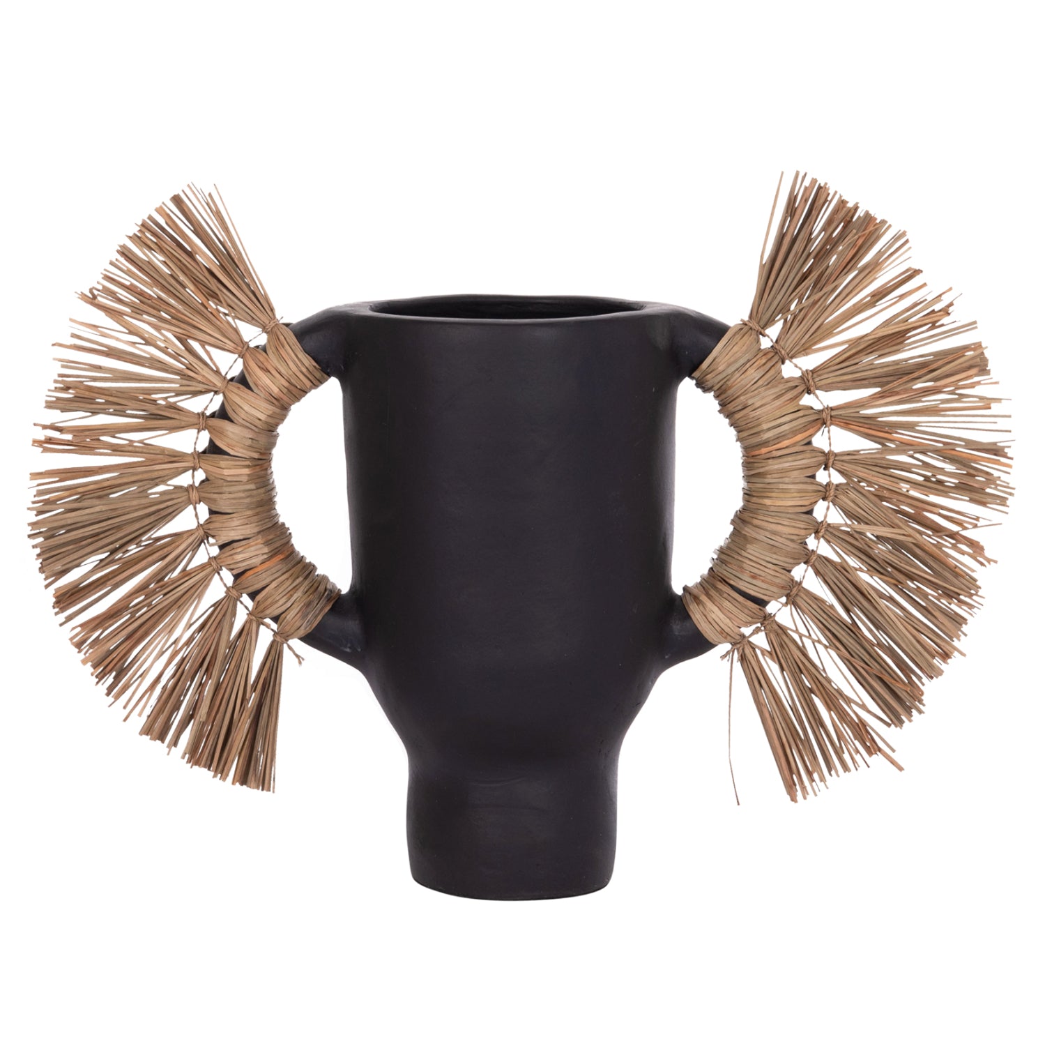 Декоративна ваза за настола alica черна теракота и трева -- 55x19x34см