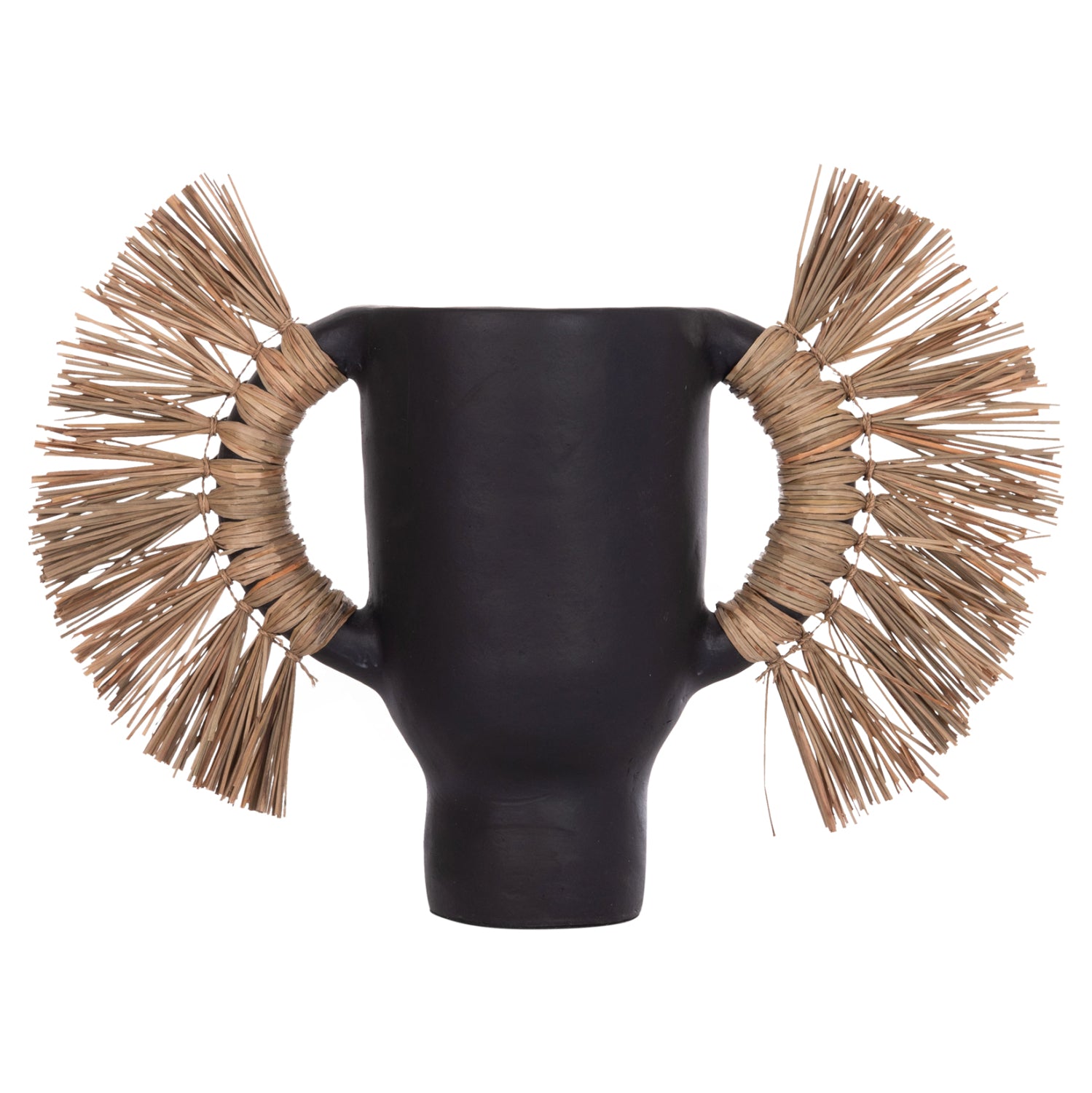 Декоративна ваза за настола alica черна теракота и трева -- 55x19x34см