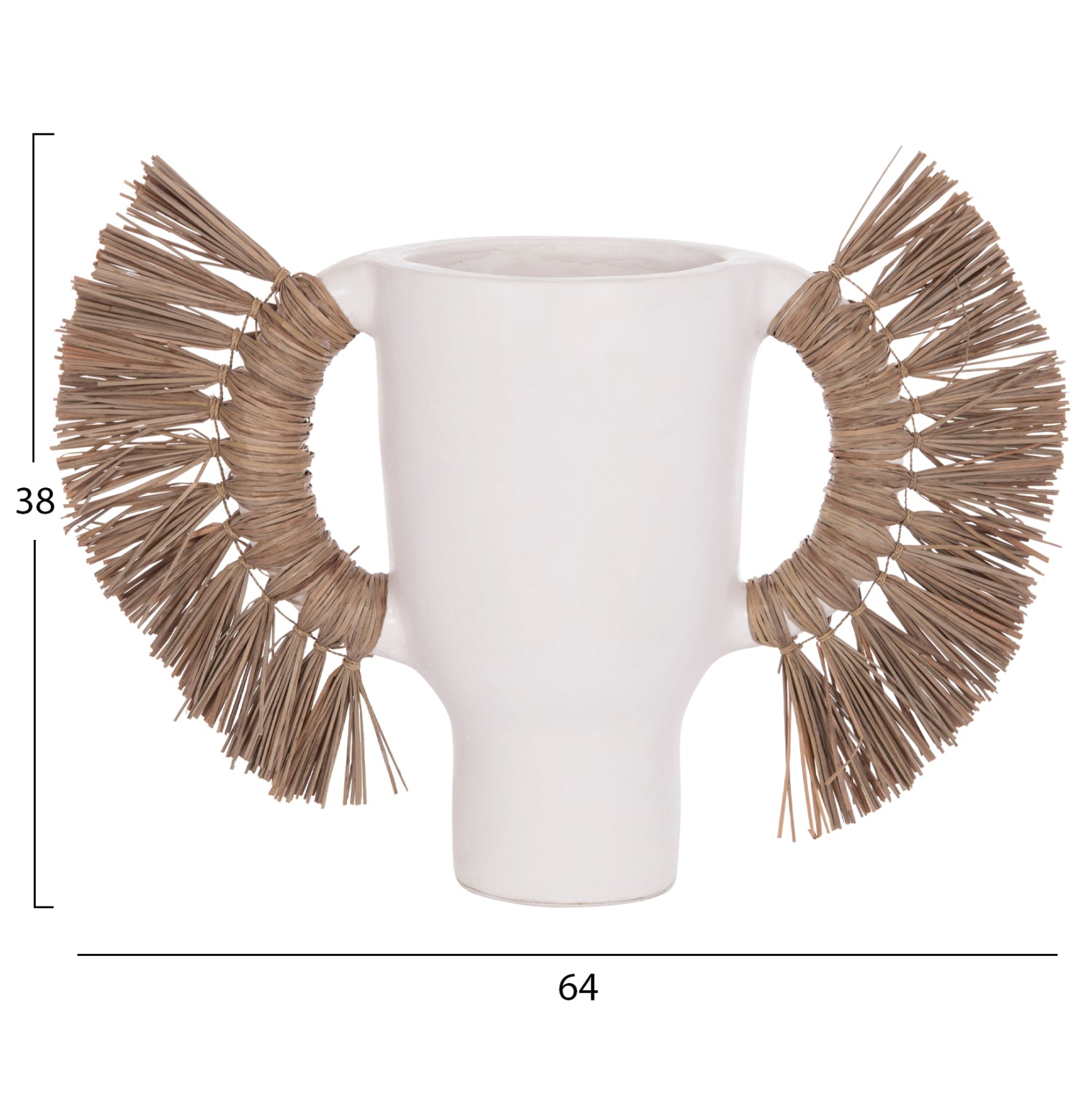 Декоративна ваза Alioca бяла теракота и трева -- 64x22x38см