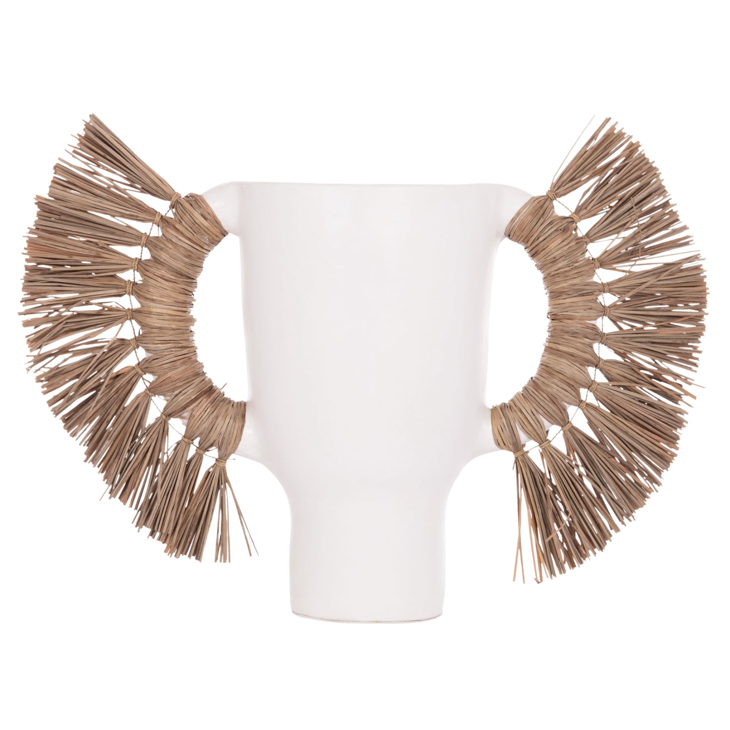 Декоративна ваза Alioca бяла теракота и трева -- 64x22x38см